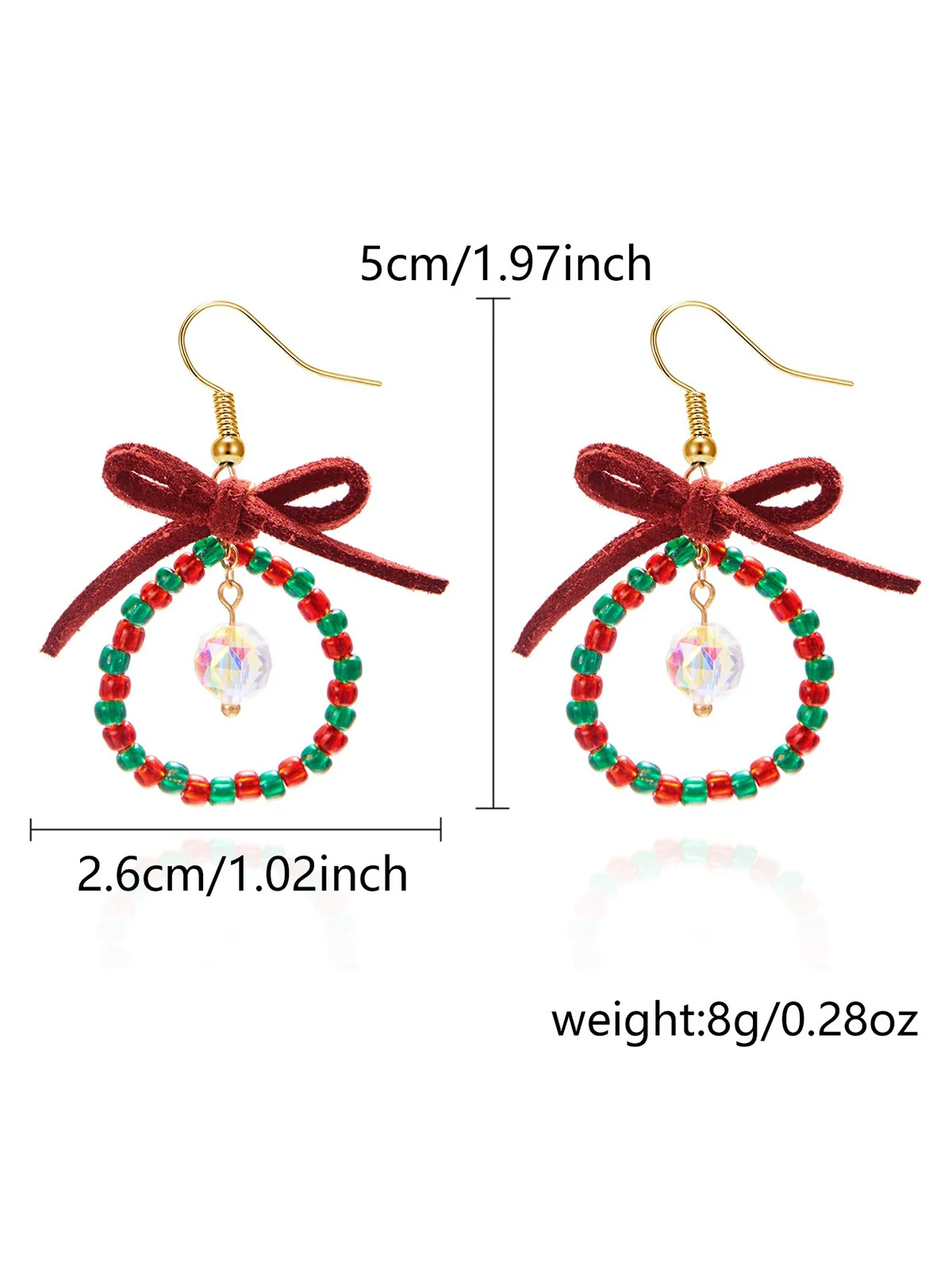 Vintage Bow Gemstone Beaded Earrings - Image 2