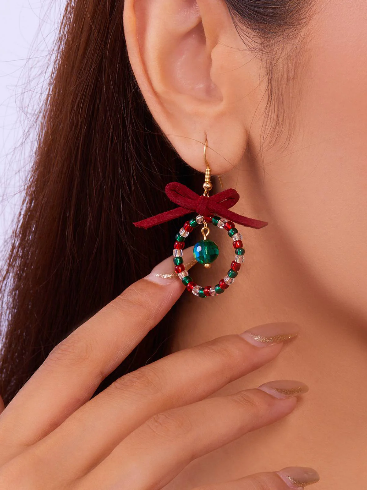 Vintage Bow Gemstone Beaded Earrings - Image 5