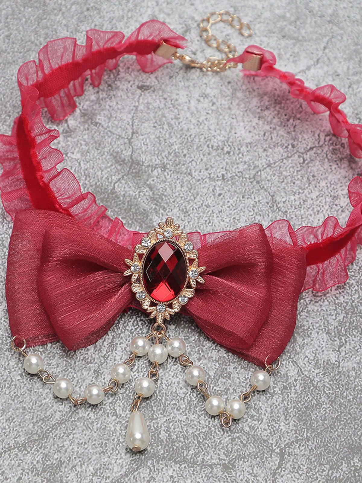 Vintage Bow Halloween Pearl Gemstone Necklace - Image 2