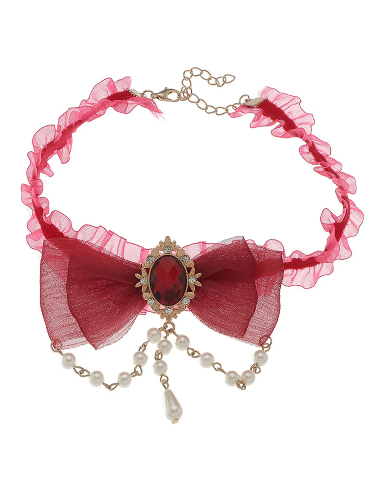 Vintage Bow Halloween Pearl Gemstone Necklace - Image 3