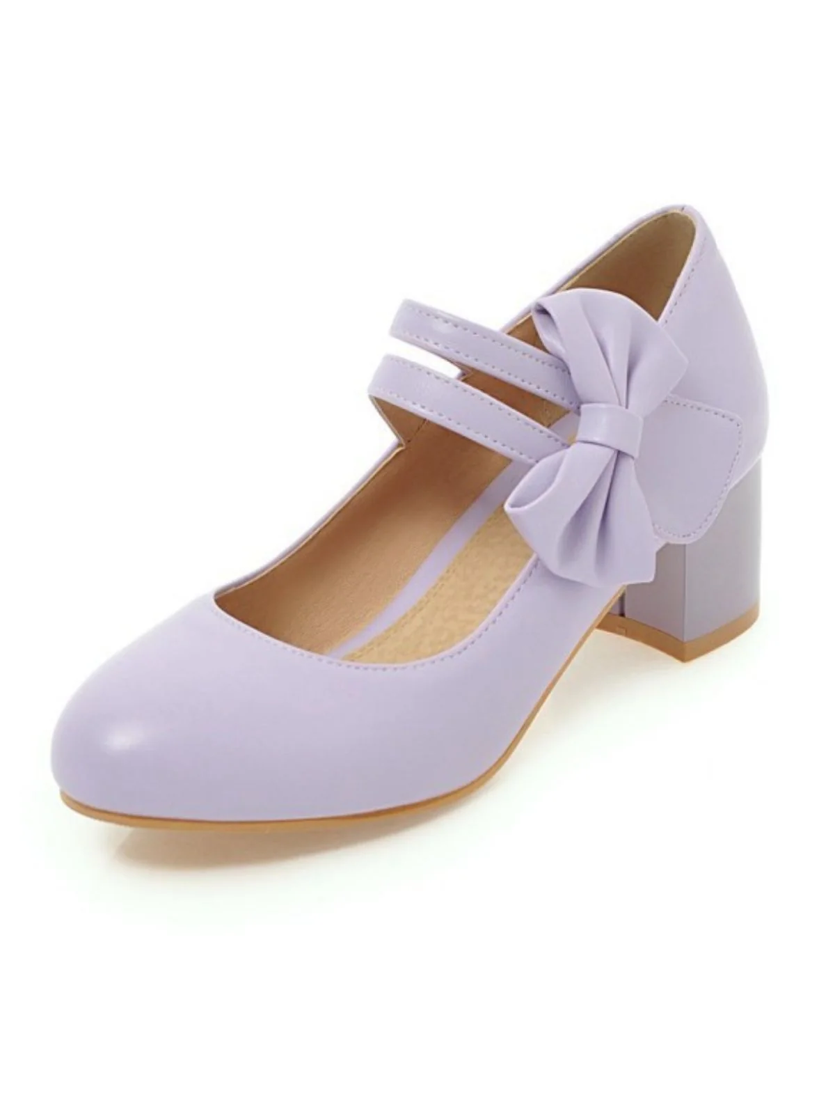 Vintage Bow Round Toe Cone Heel Shoes - Image 4