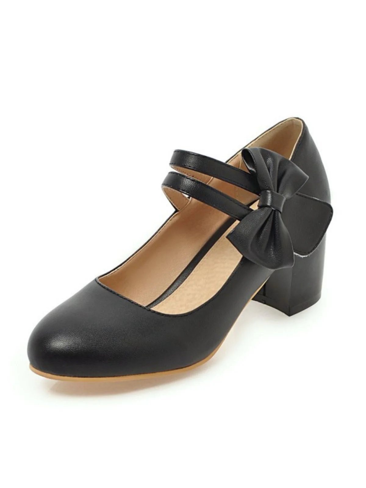 Vintage Bow Round Toe Cone Heel Shoes - Image 6