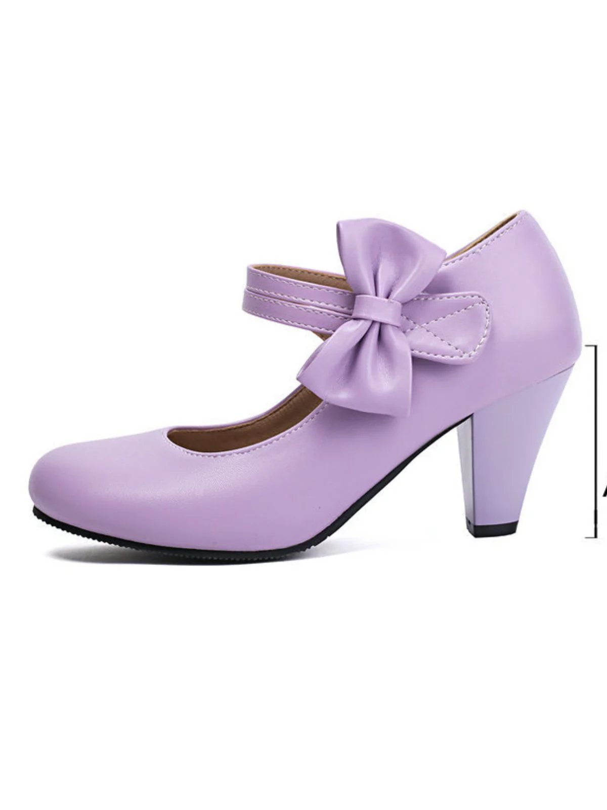 Vintage Bow Strap Solid Leather High Heel Shoes - Image 3