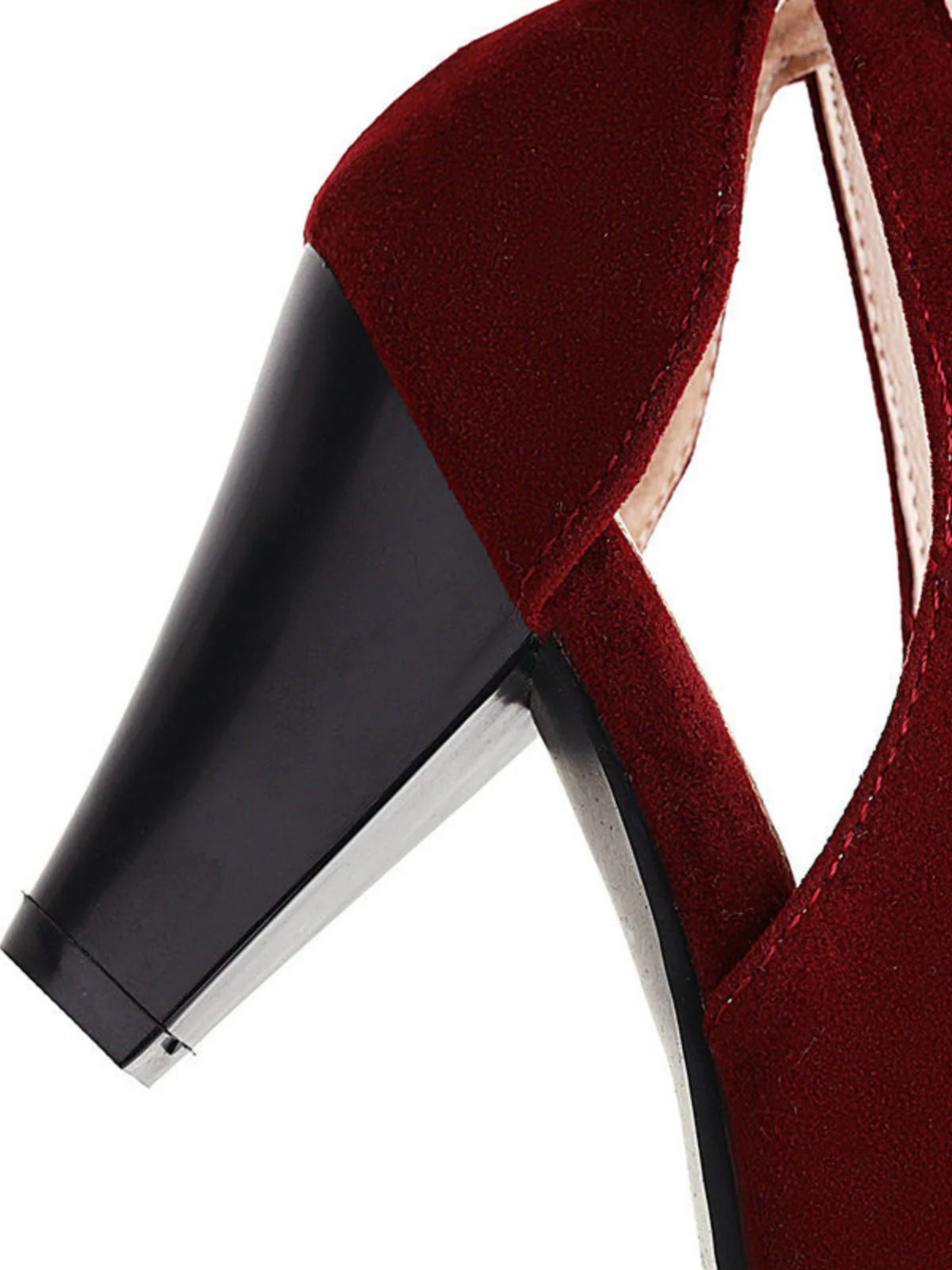 Vintage Bowknot Chunky High Heel Suede Shoes - Image 4
