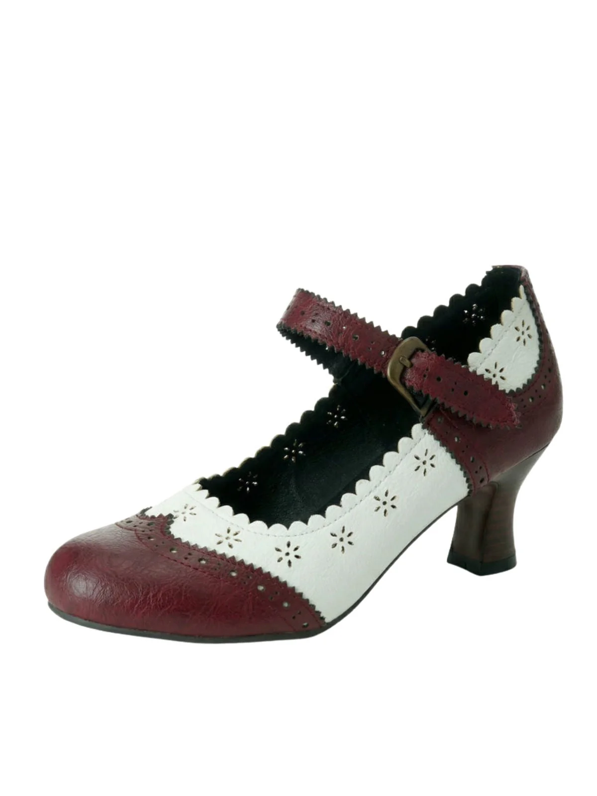 Vintage Brogue Floral Hollow Out Chunky Heels - Image 7