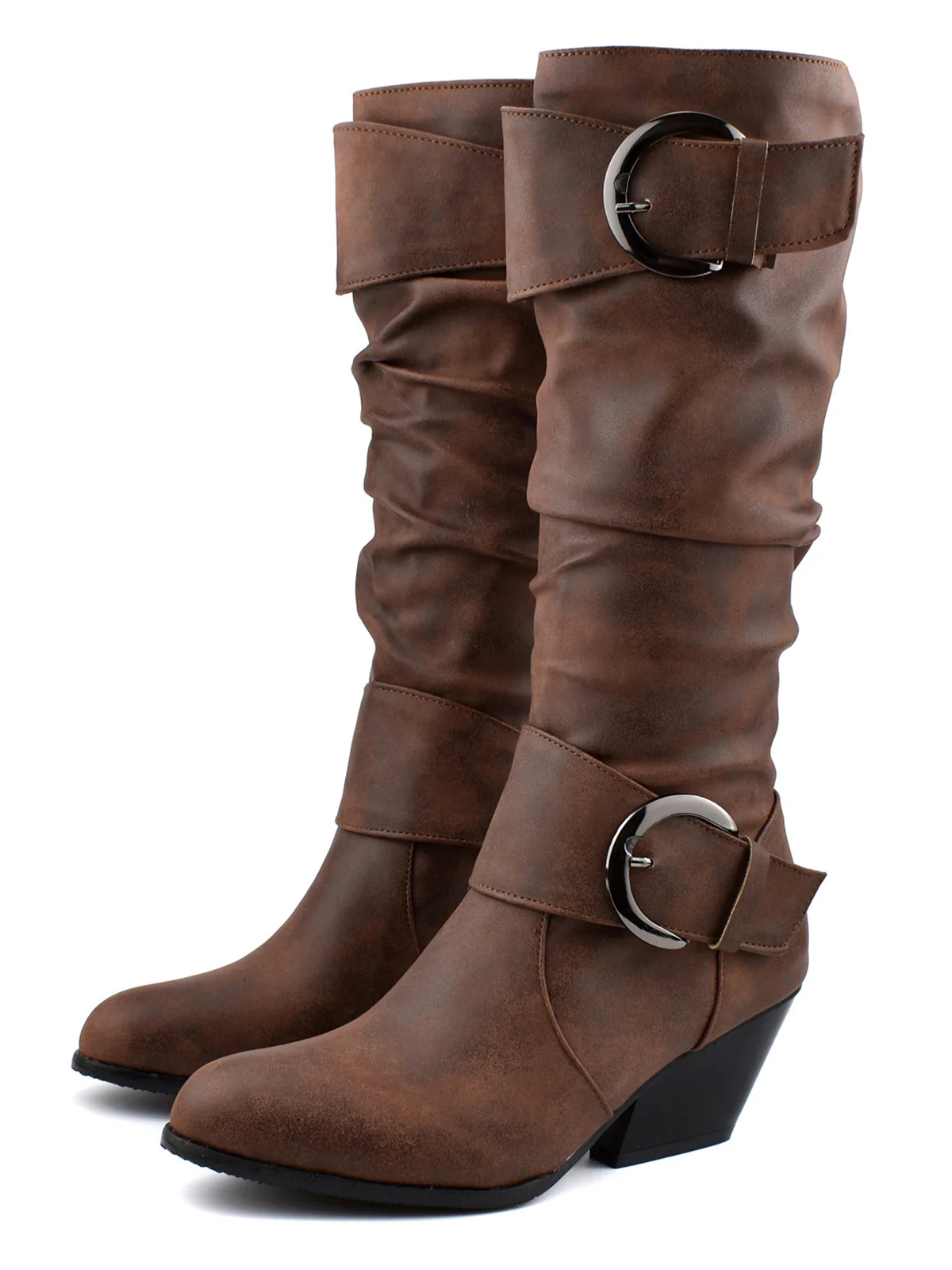 Vintage Buckle Western Style Cowboy Boots - Image 5