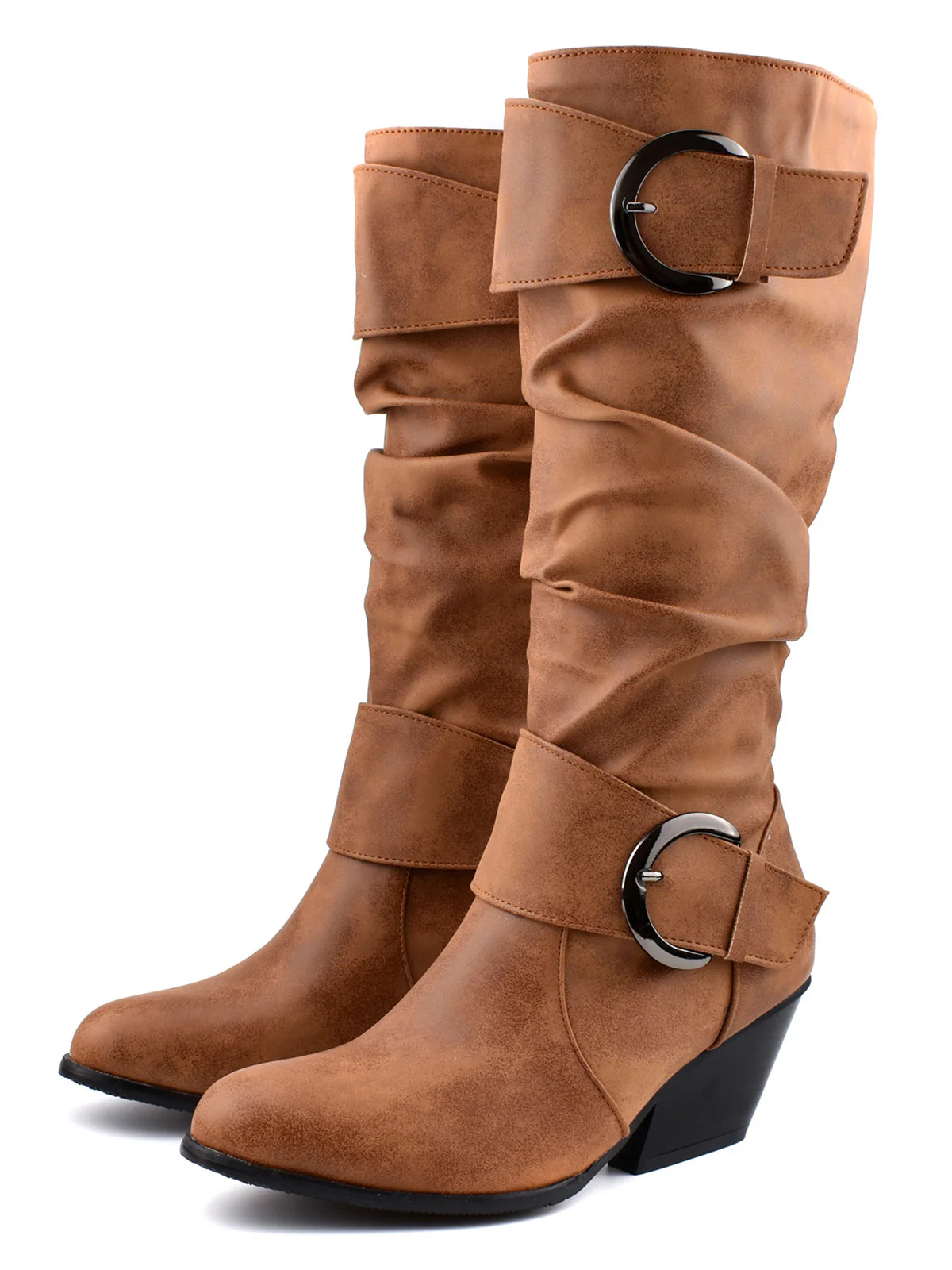 Vintage Buckle Western Style Cowboy Boots - Image 9