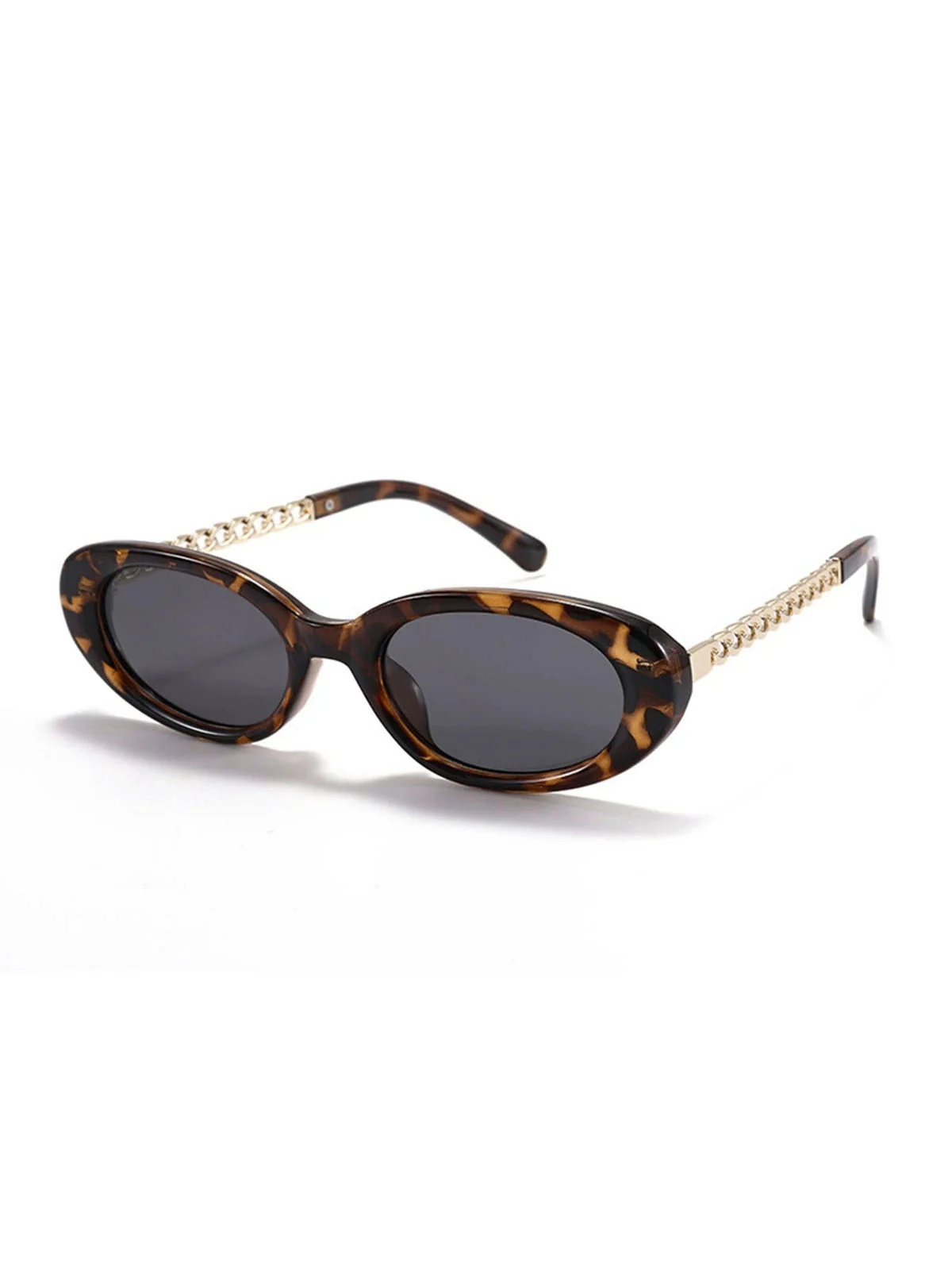 Vintage Chain Temple Oval Sunglasses - Image 4