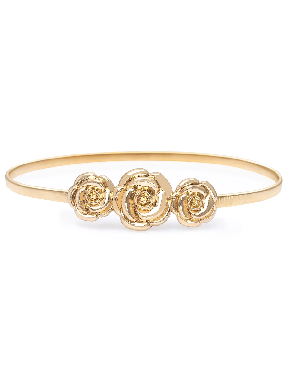 Vintage Chic Gold Elastic Metallic Thin Belt - Image 2