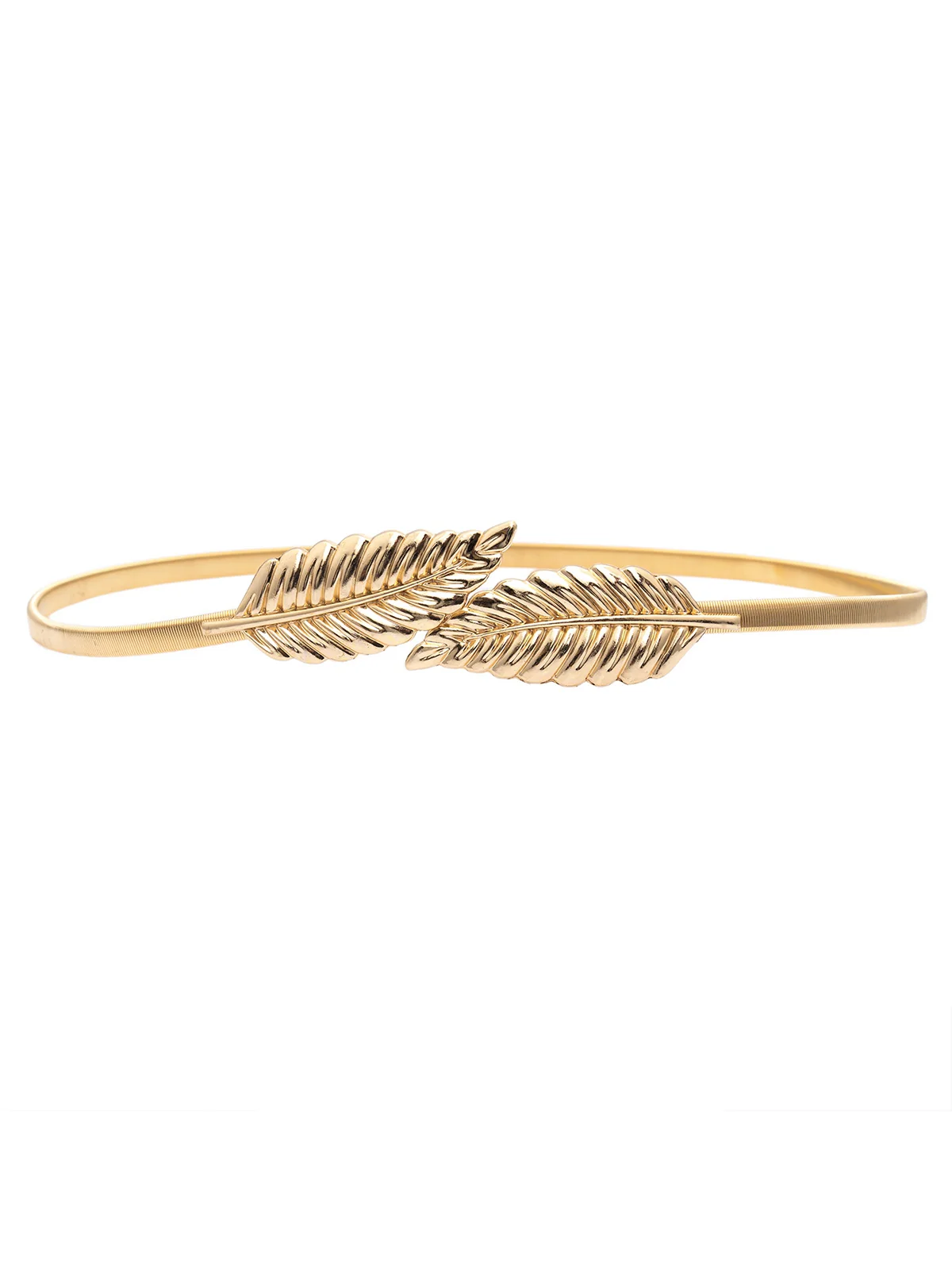Vintage Chic Gold Elastic Metallic Thin Belt - Image 3