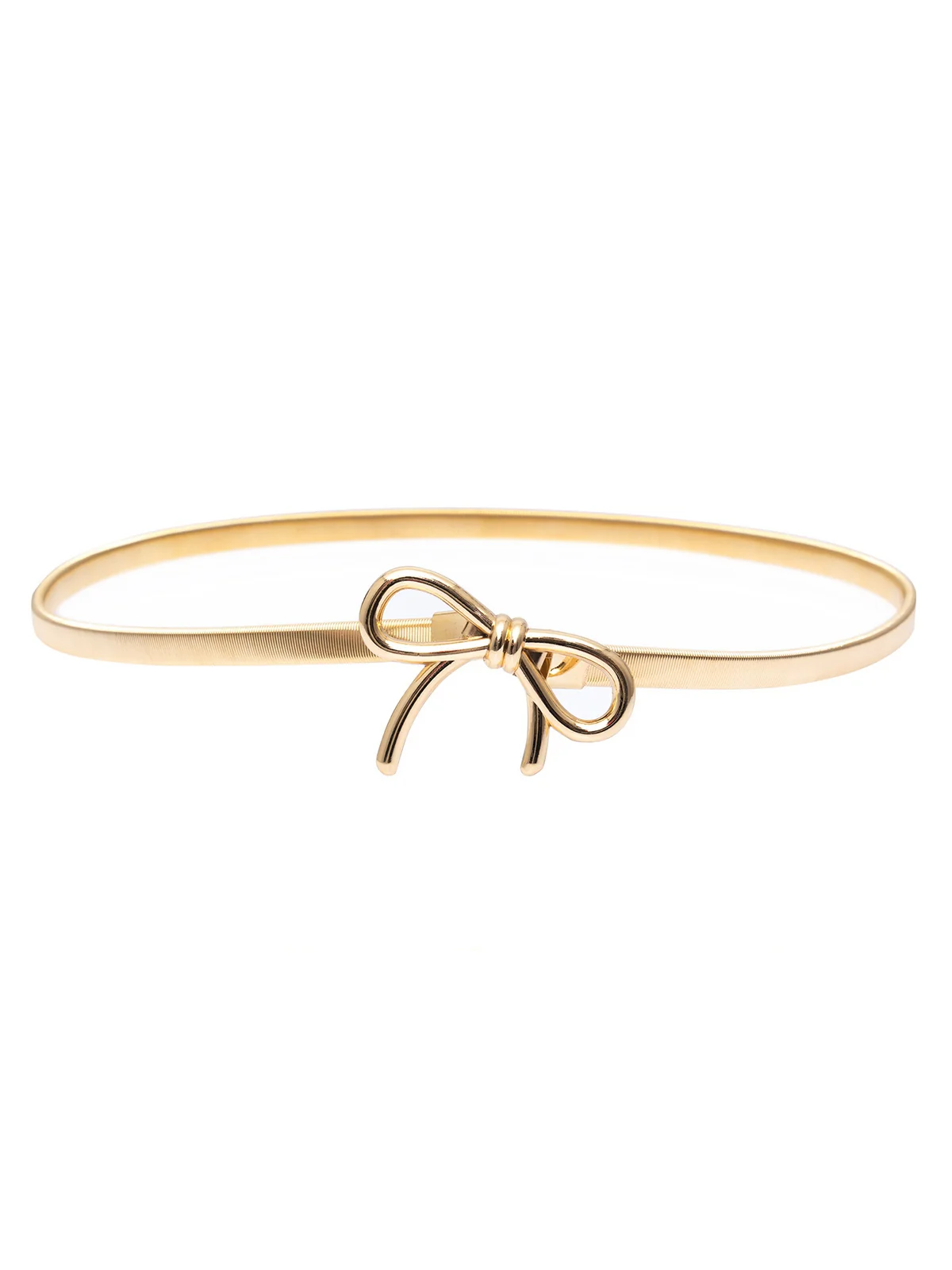 Vintage Chic Gold Elastic Metallic Thin Belt - Image 4