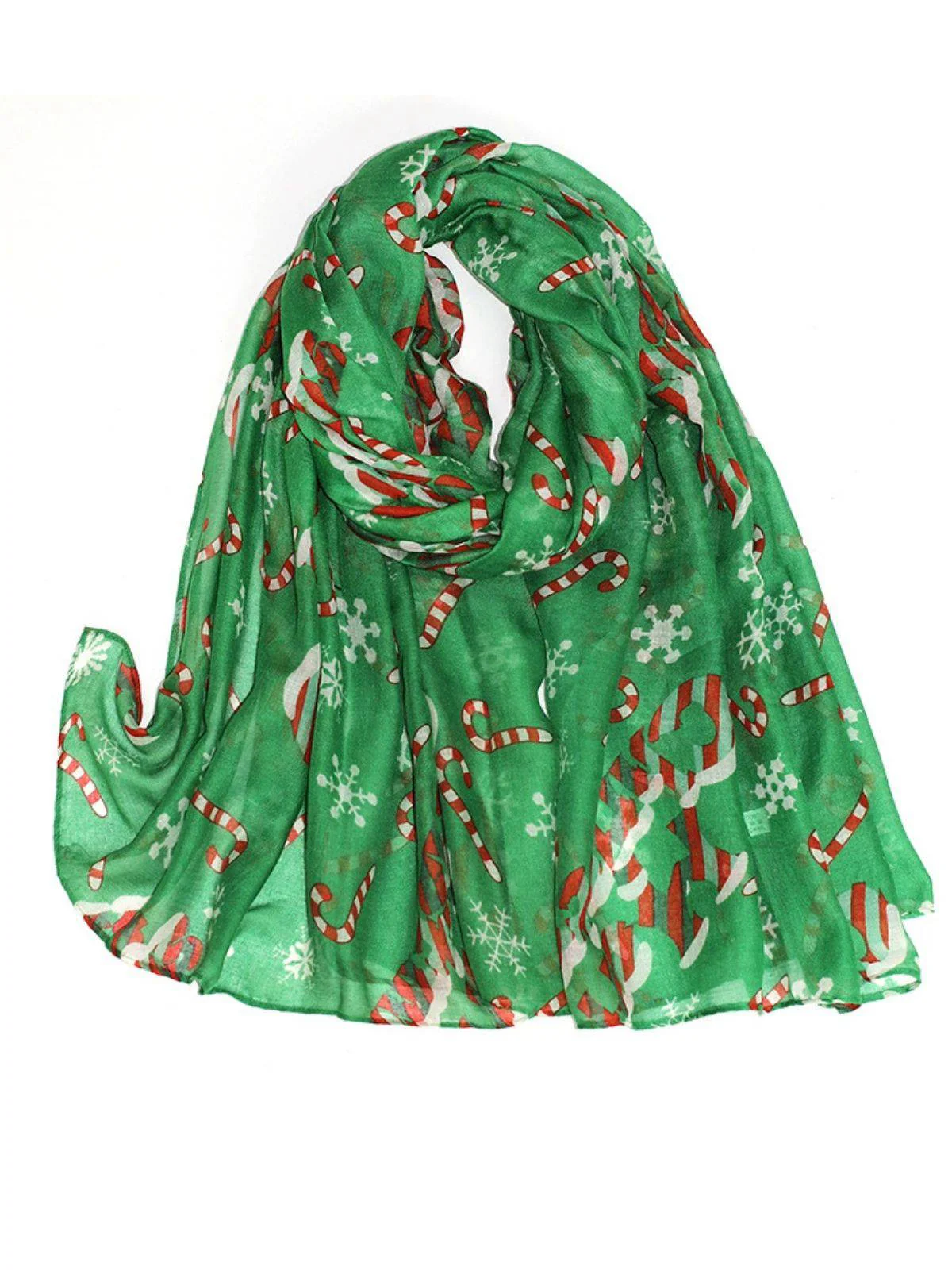 Vintage Christmas Cartoon Printed Silk Scarf - Image 3