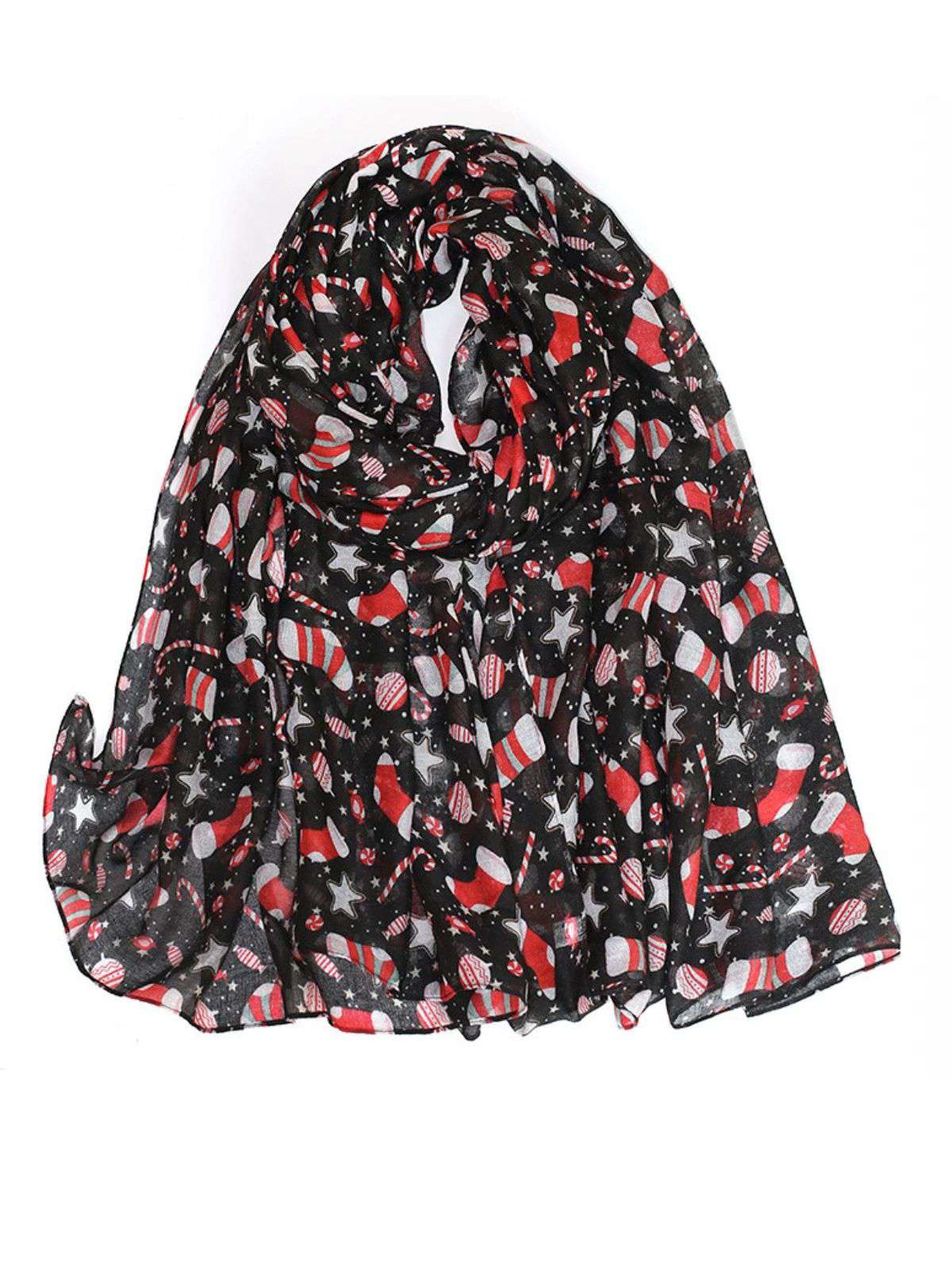 Vintage Christmas Cartoon Printed Silk Scarf - Image 5