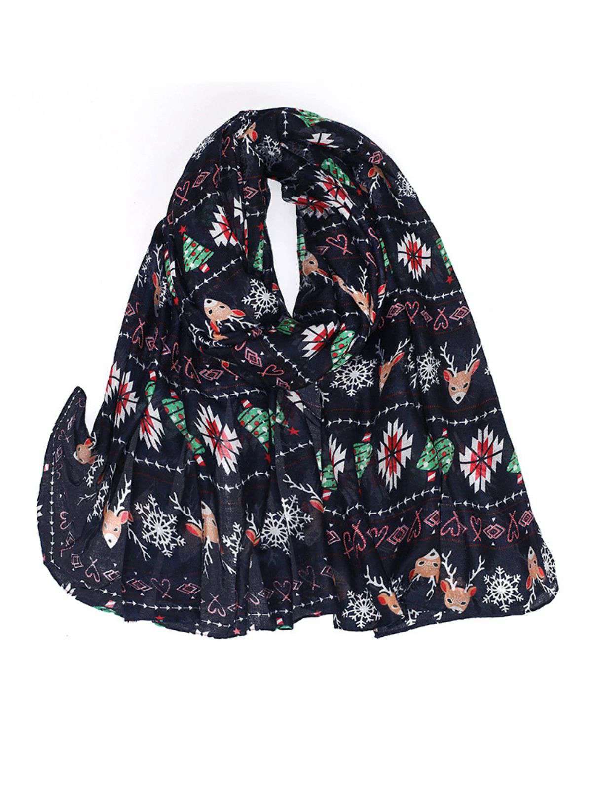 Vintage Christmas Cartoon Printed Silk Scarf - Image 6
