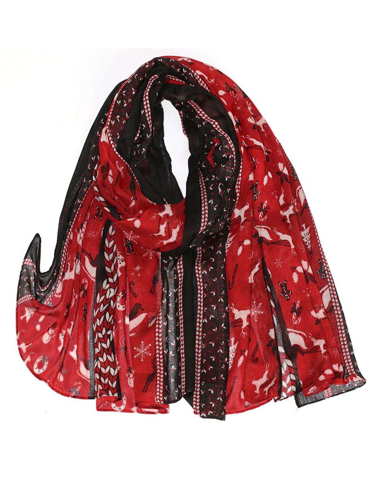 Vintage Christmas Cartoon Printed Silk Scarf - Image 7