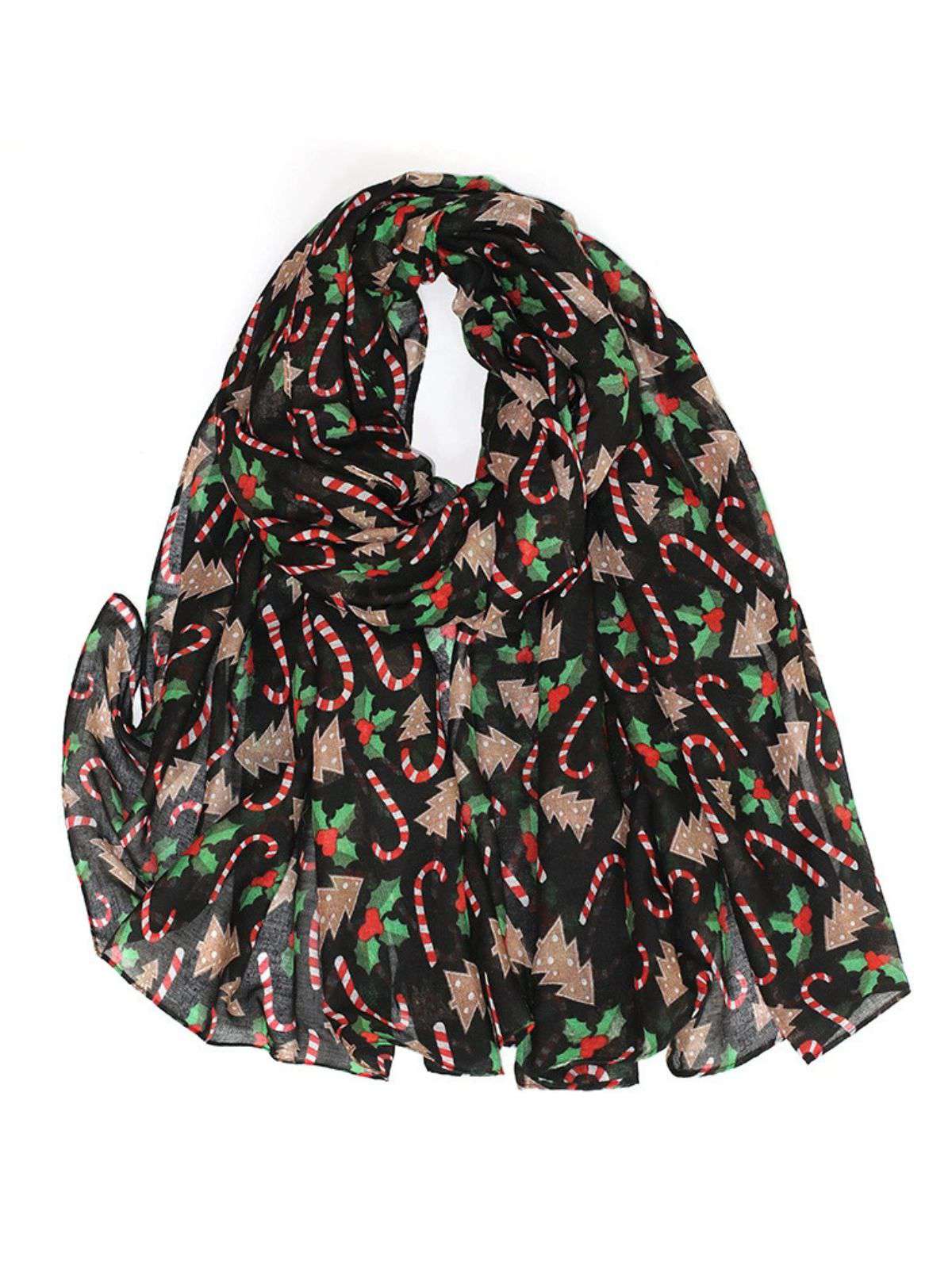 Vintage Christmas Cartoon Printed Silk Scarf - Image 8