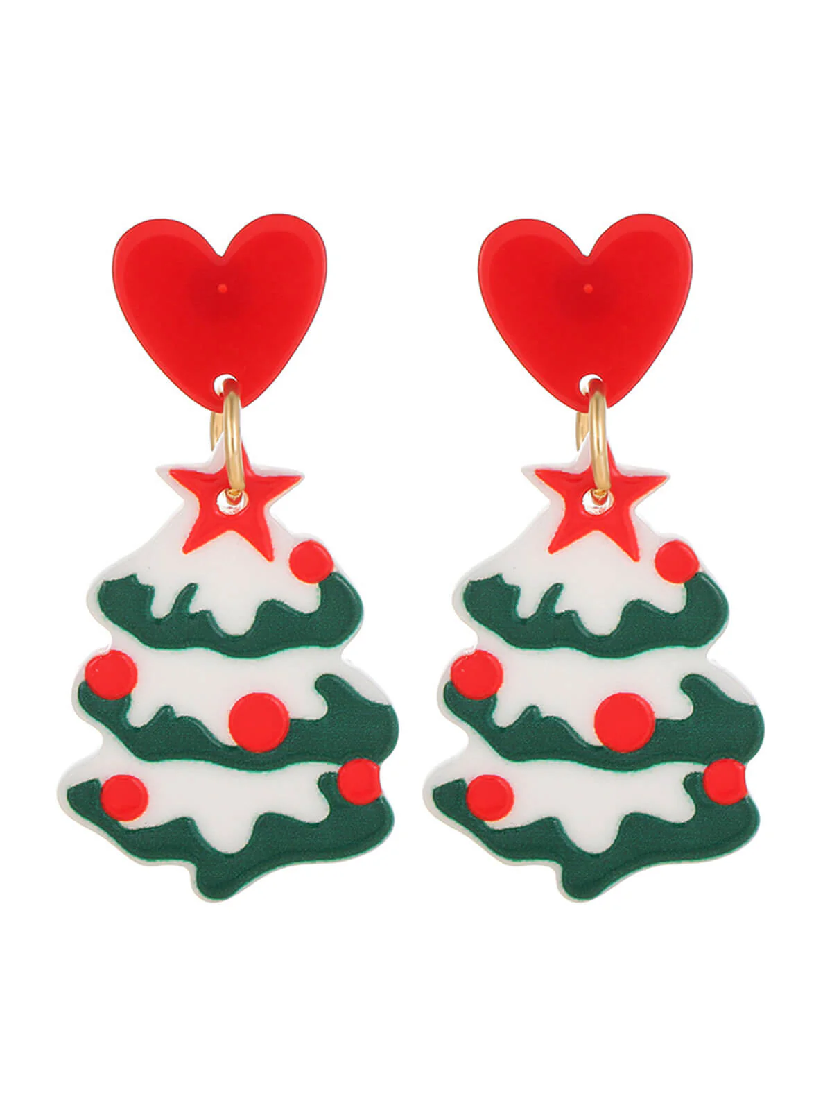 Vintage Christmas Elements Heart Stud Earrings - Image 11