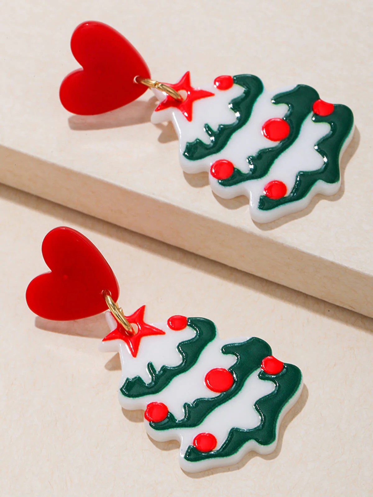 Vintage Christmas Elements Heart Stud Earrings - Image 12