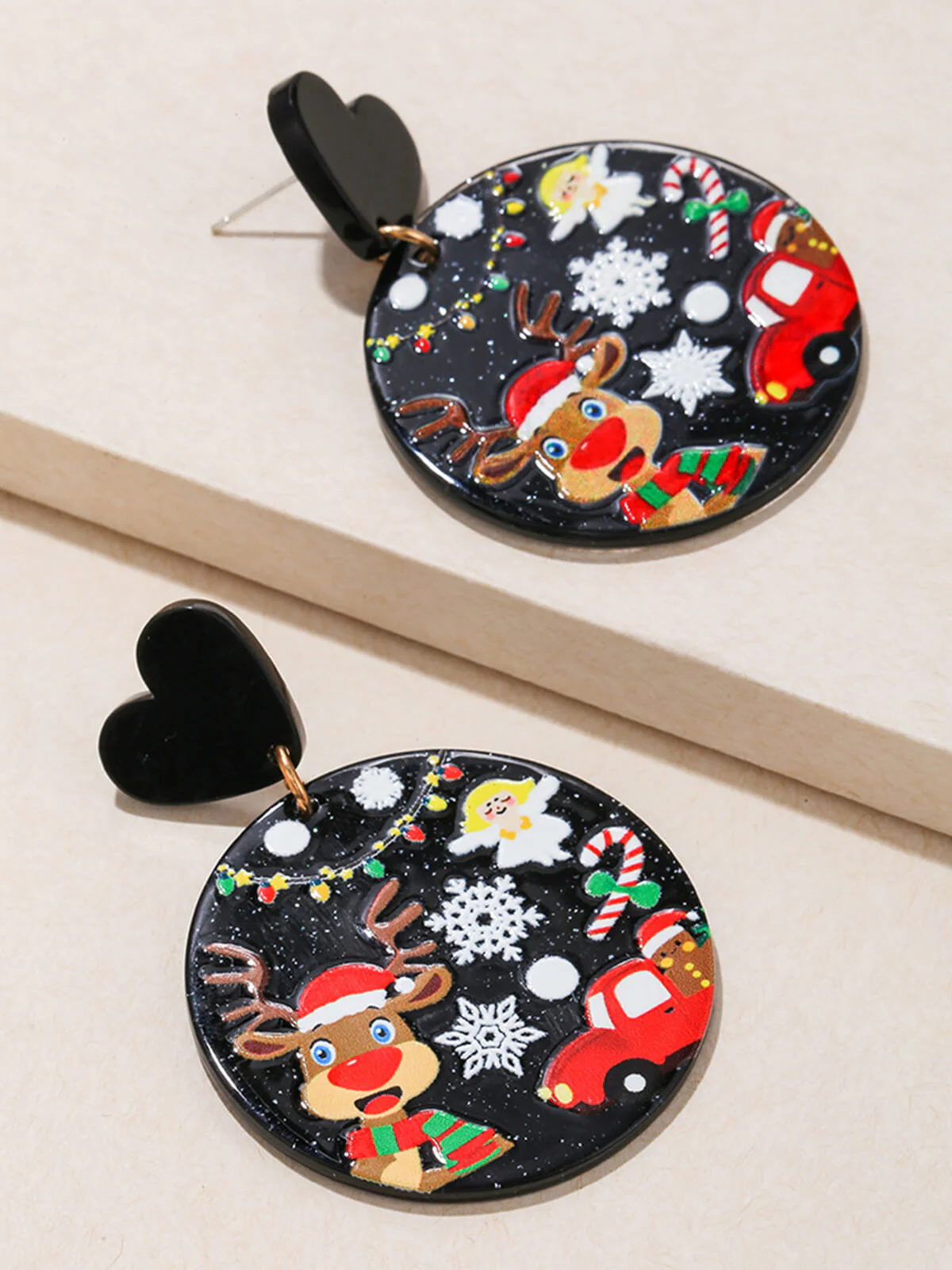 Vintage Christmas Elements Heart Stud Earrings - Image 13