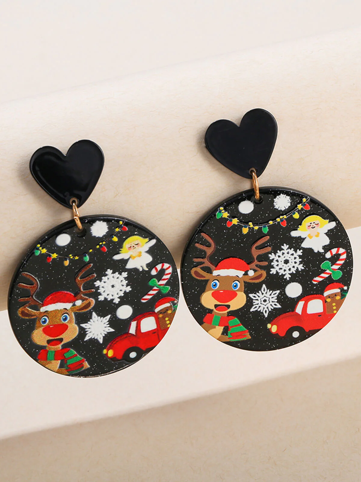 Vintage Christmas Elements Heart Stud Earrings - Image 14