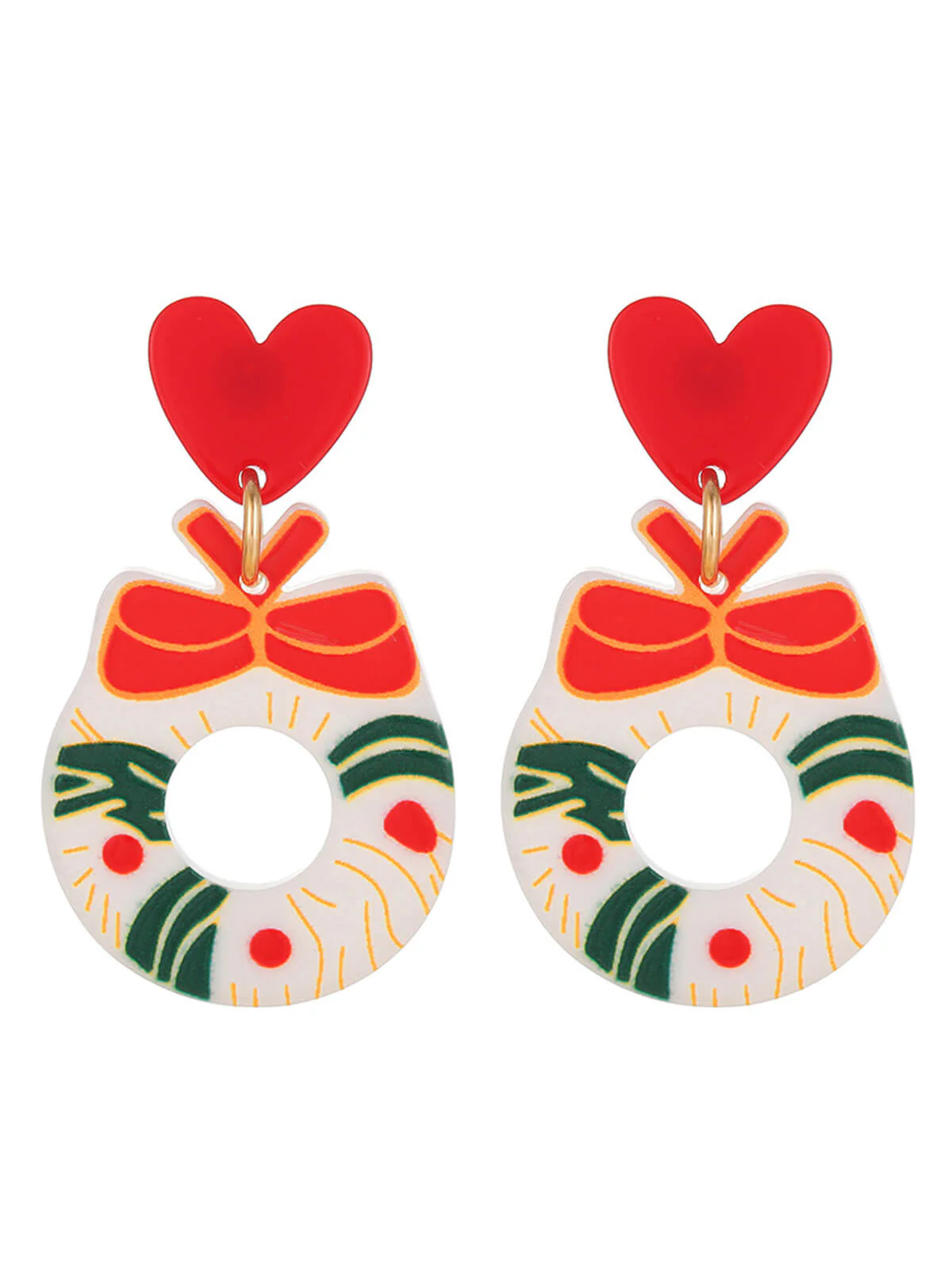 Vintage Christmas Elements Heart Stud Earrings - Image 2