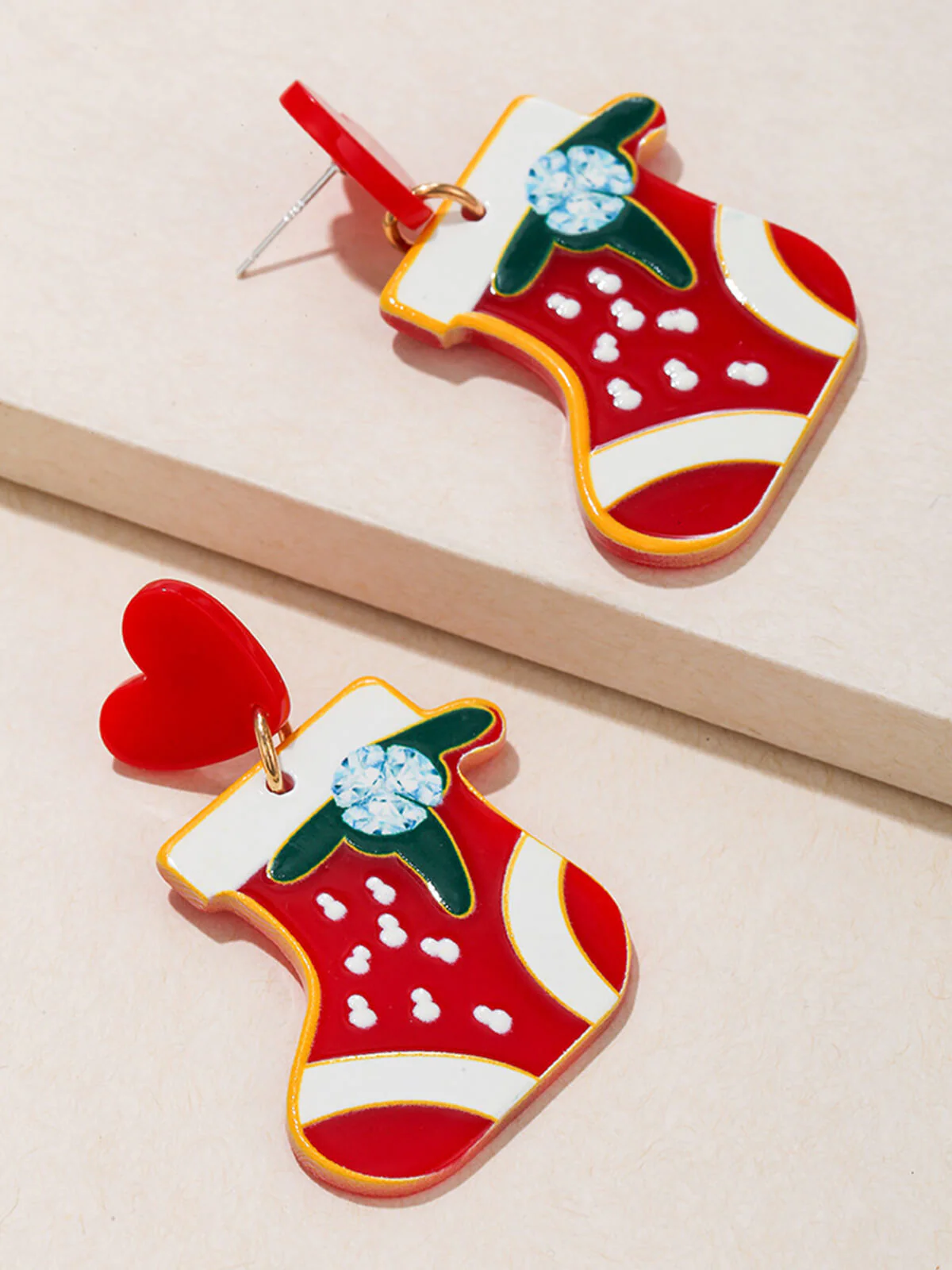 Vintage Christmas Elements Heart Stud Earrings - Image 8