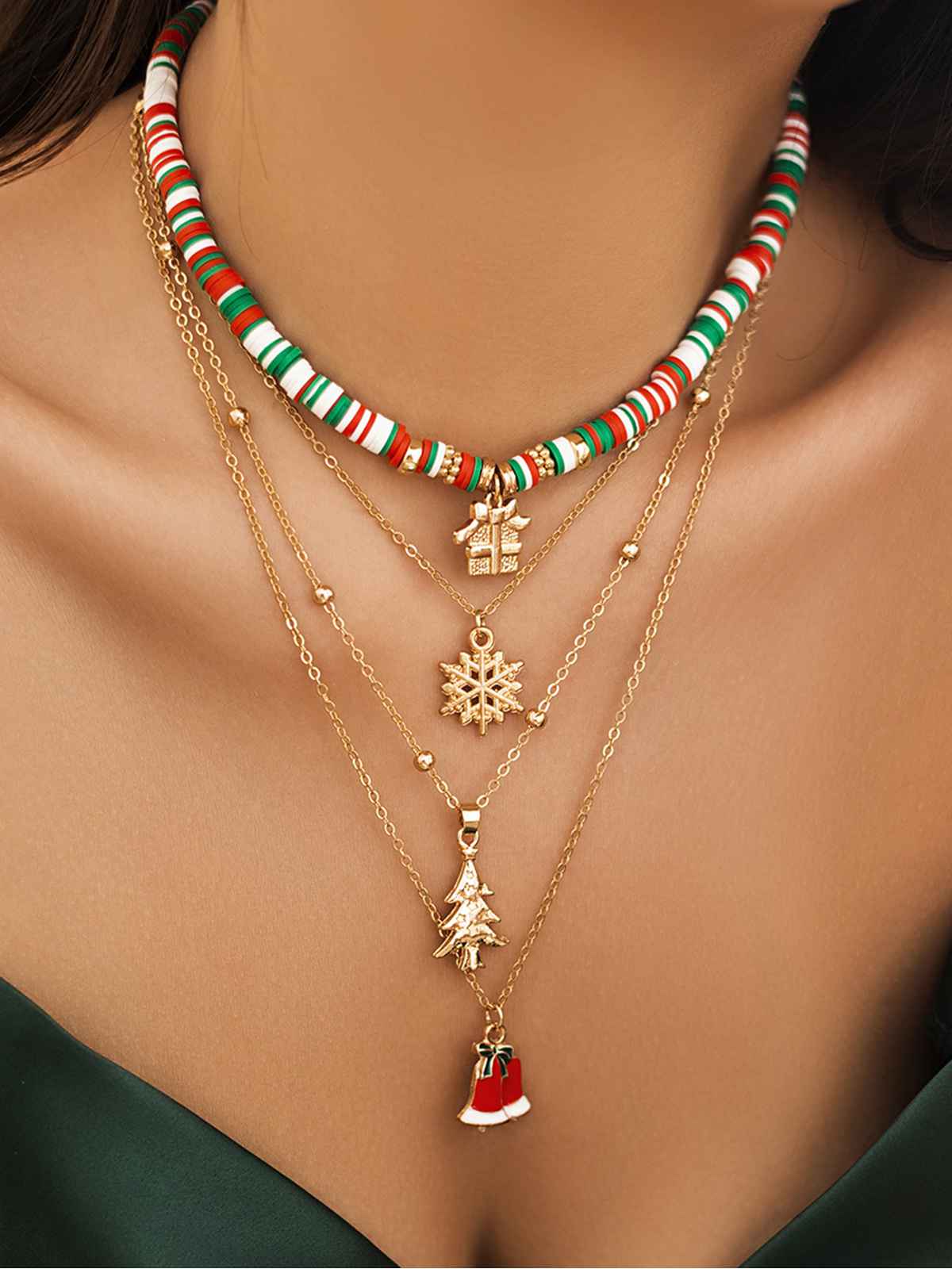 Vintage Christmas Layer Necklace Set - Image 2