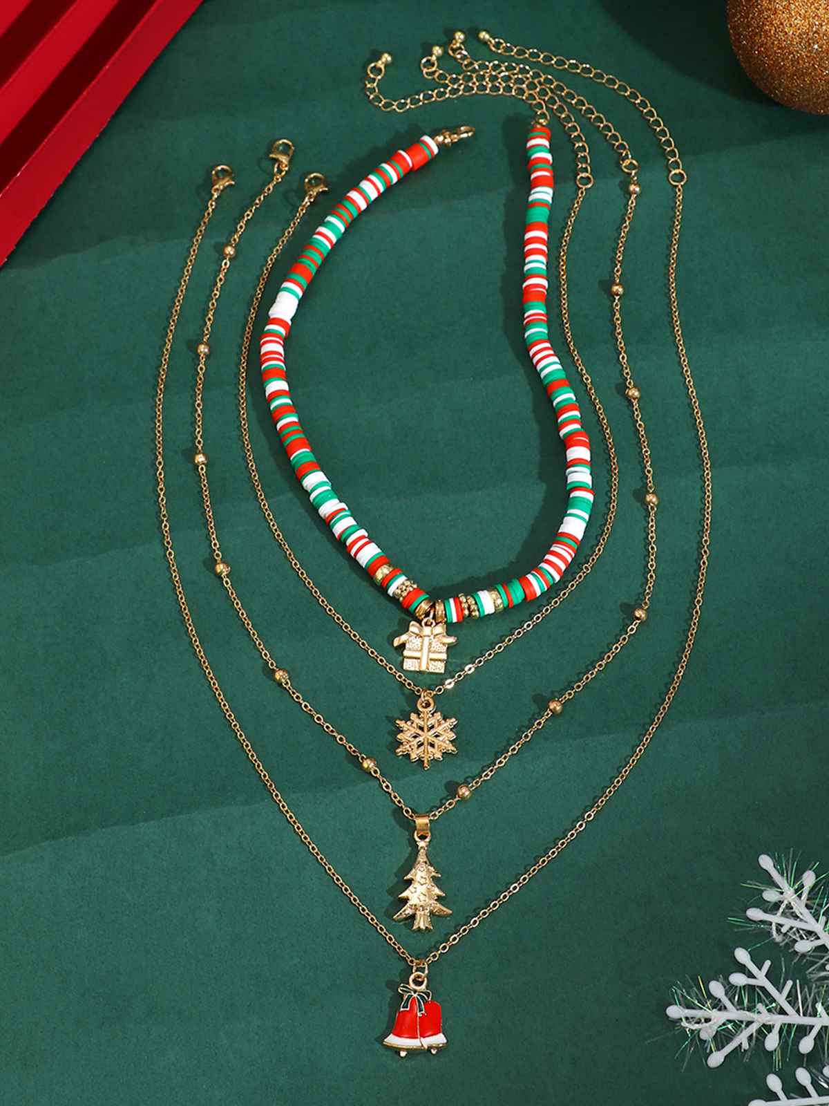 Vintage Christmas Layer Necklace Set - Image 4