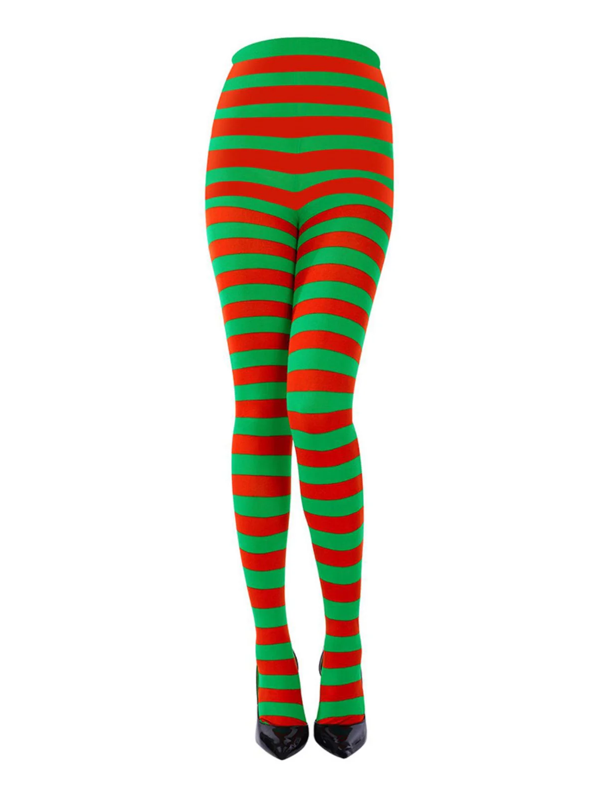 Vintage Christmas Striped High-Waisted Pantyhose - Image 4