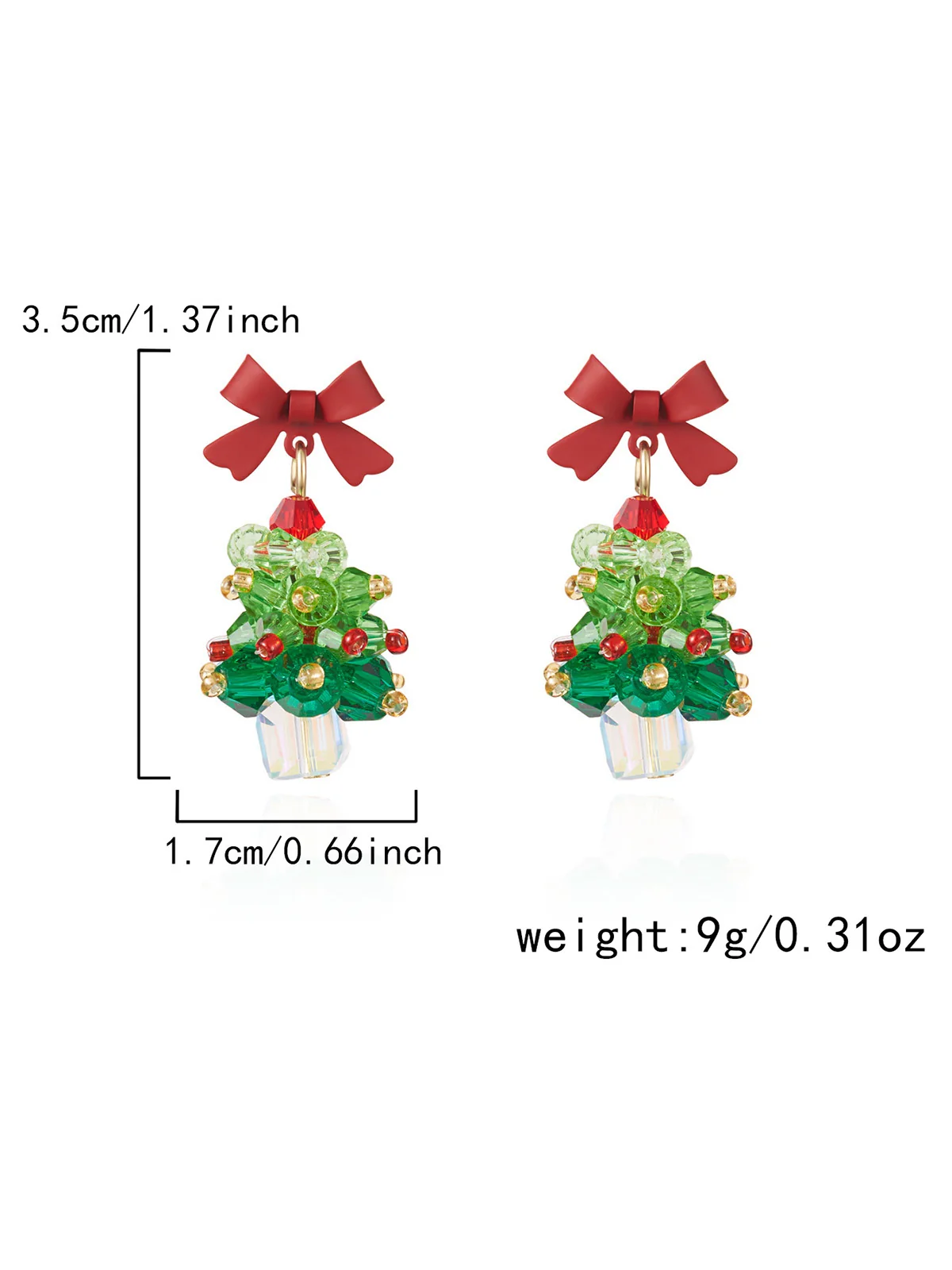 Vintage Christmas Tree & Bow Dangle Earrings - Image 3