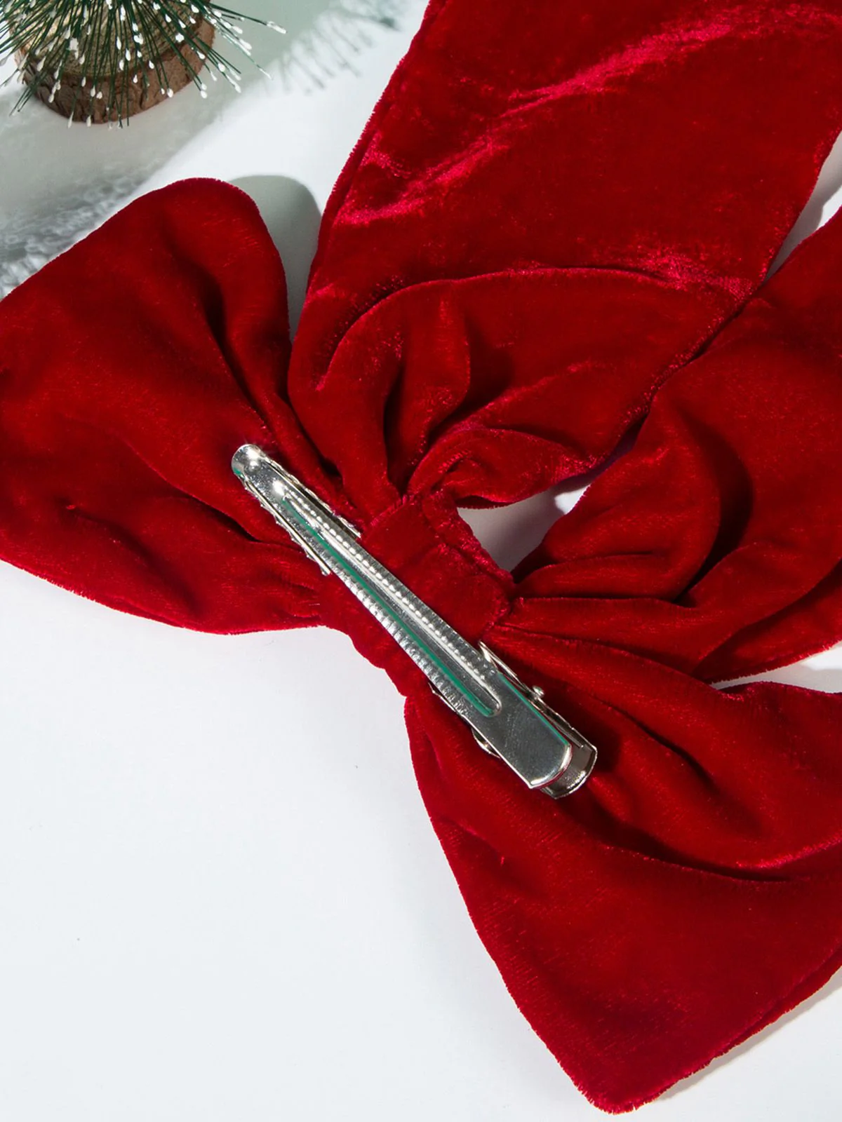 Vintage Christmas Velvet Large Bow Hairpin - Image 2