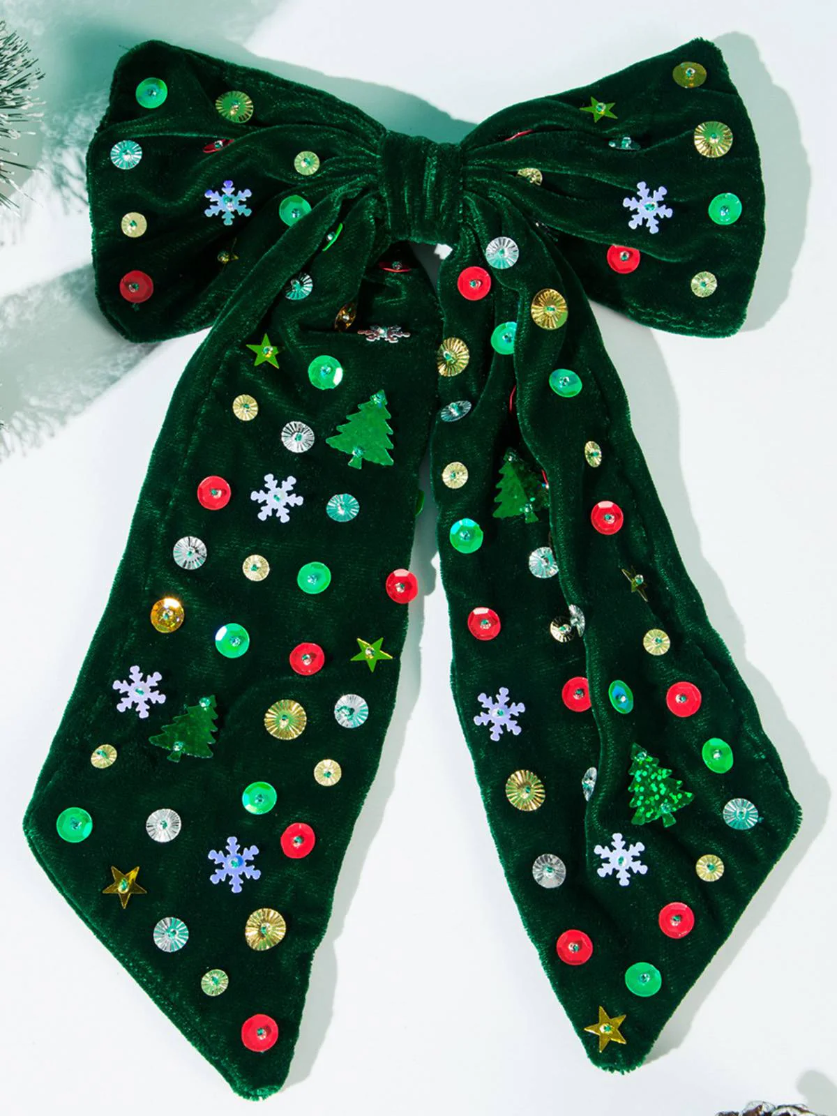 Vintage Christmas Velvet Large Bow Hairpin - Image 4