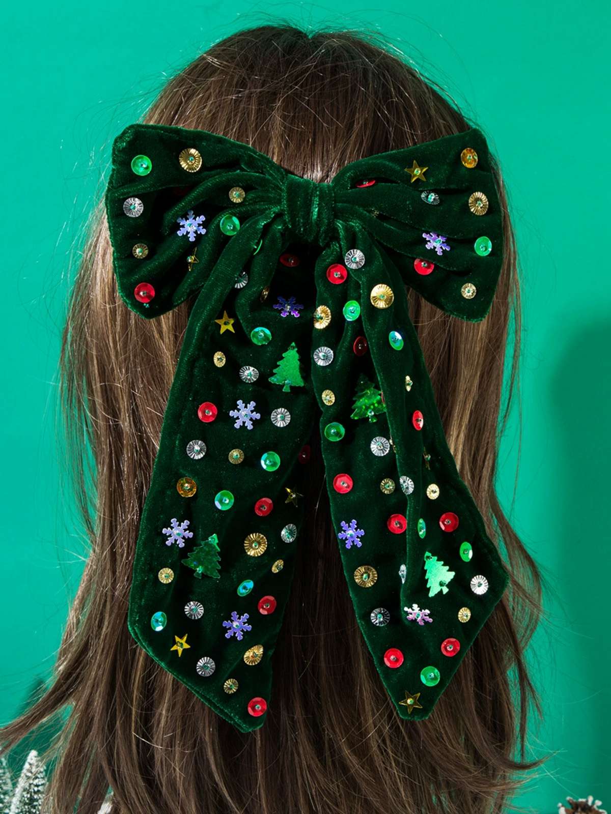 Vintage Christmas Velvet Large Bow Hairpin - Image 6