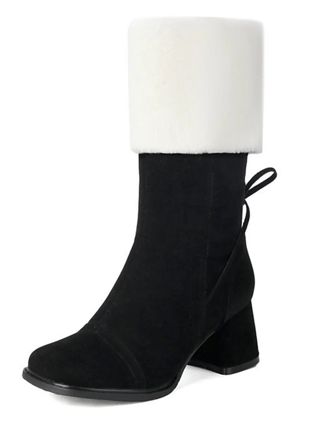 Vintage Contrasted Suede Plush Chunky Boots - Image 2