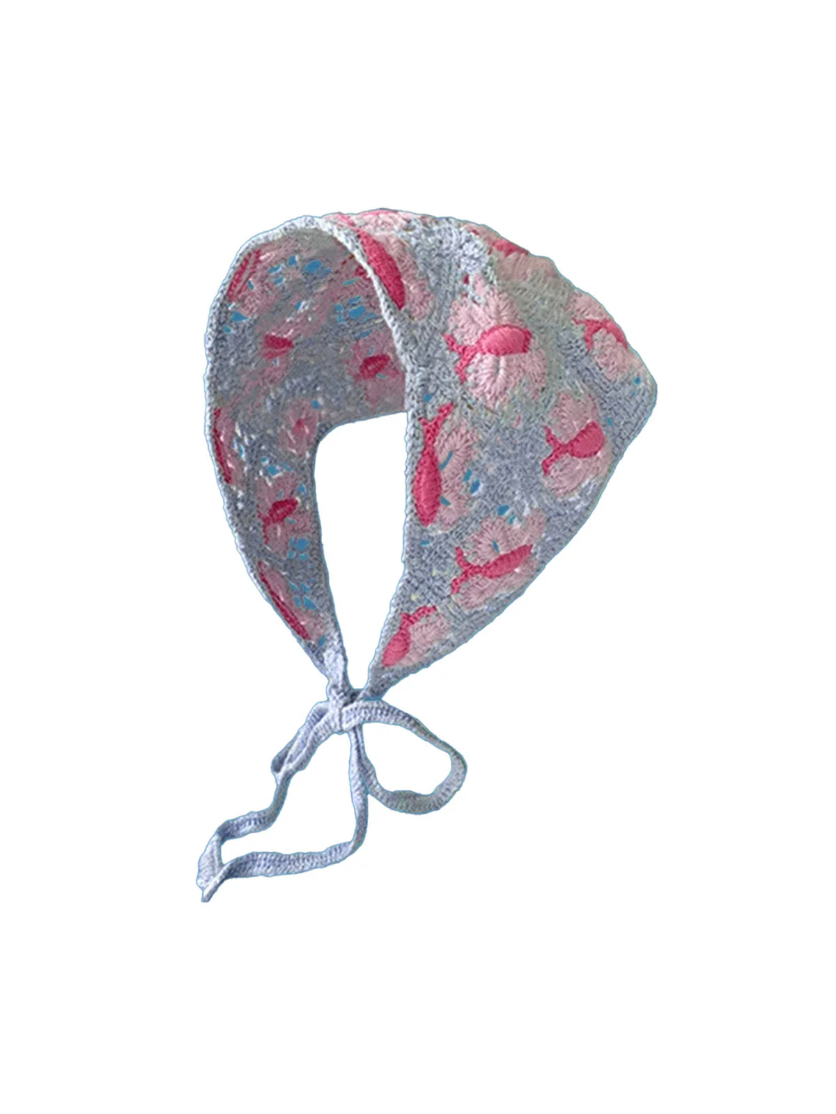 Vintage Crochet Floral Boho Lace-Up Headscarf - Image 2