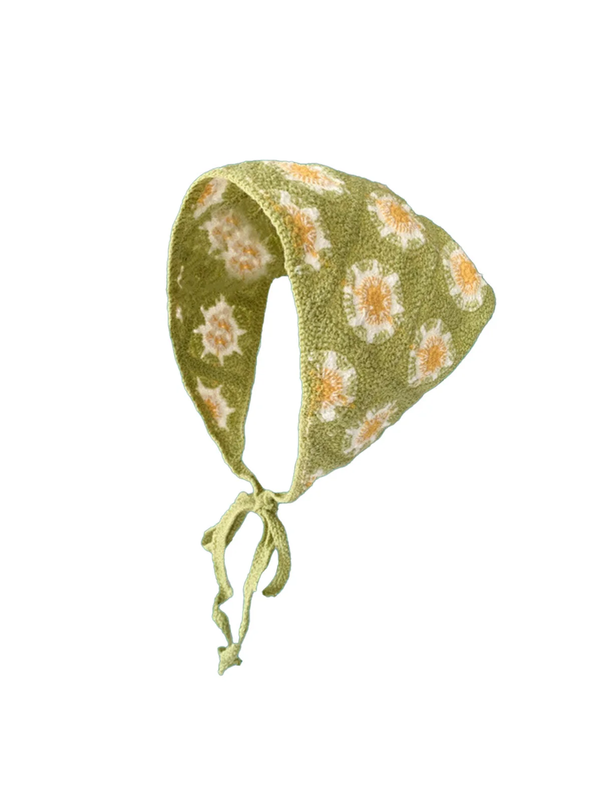 Vintage Crochet Floral Boho Lace-Up Headscarf - Image 3