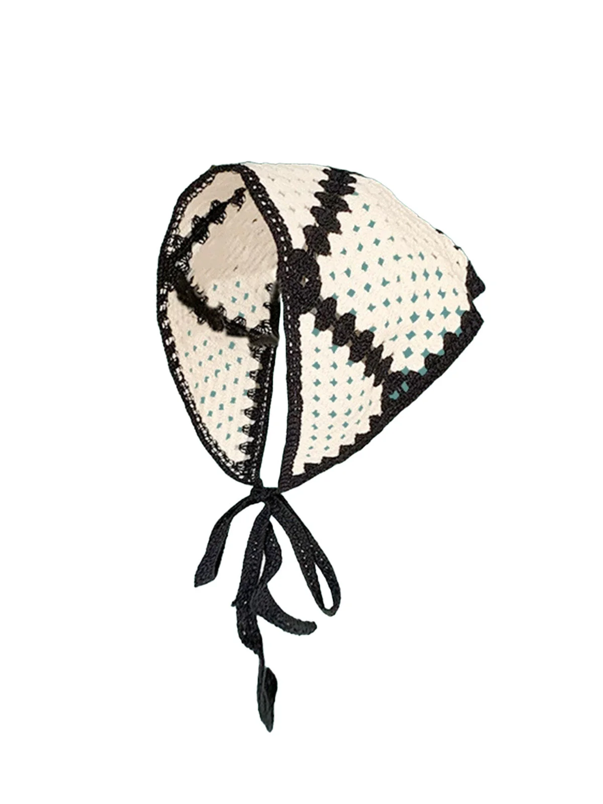 Vintage Crochet Floral Boho Lace-Up Headscarf - Image 5