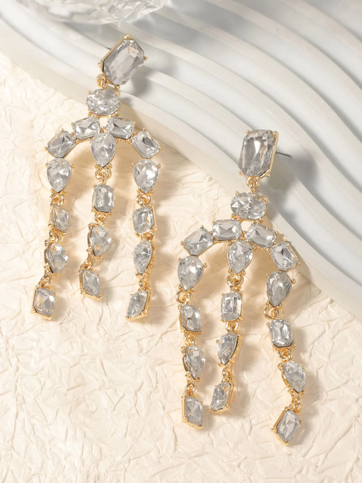 Vintage Crystal Cascade Diamond Earrings - Image 3