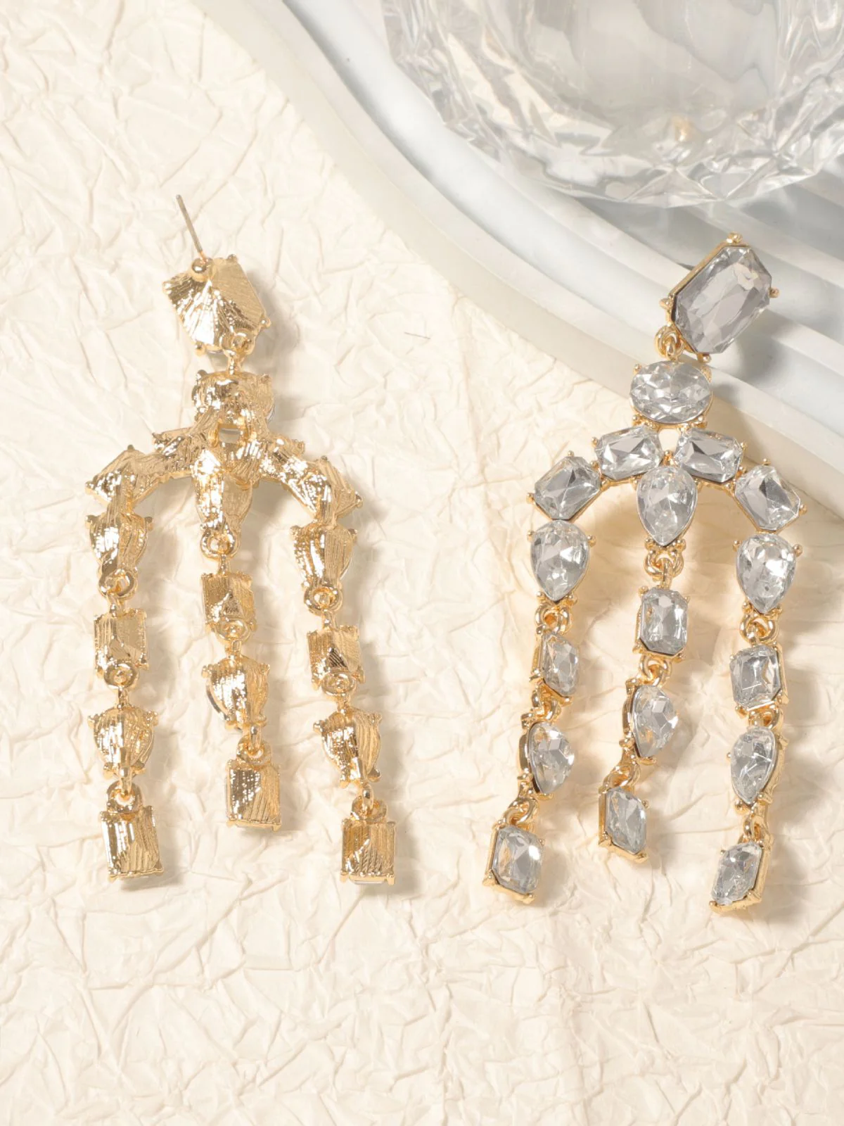 Vintage Crystal Cascade Diamond Earrings - Image 4