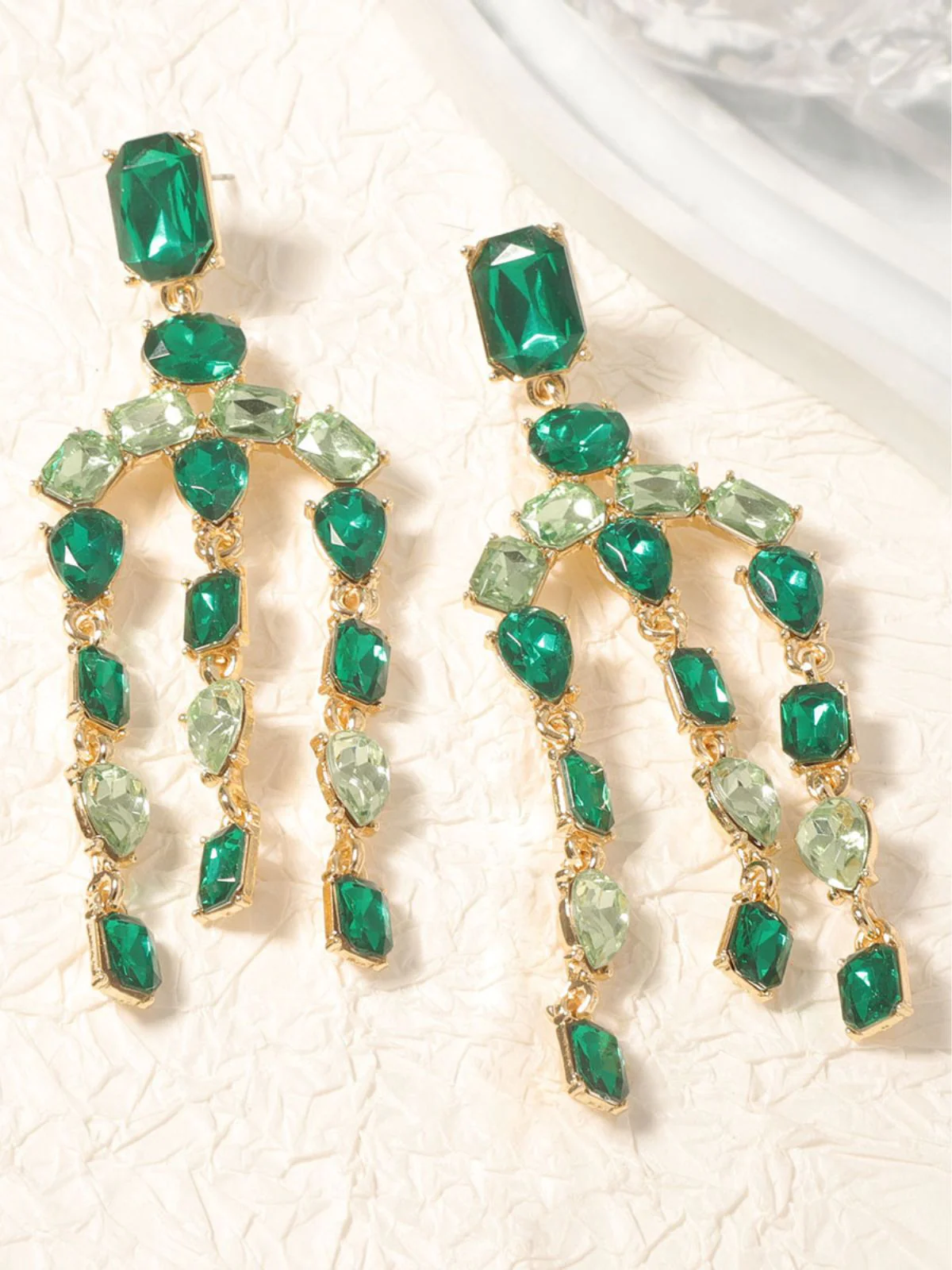 Vintage Crystal Cascade Diamond Earrings - Image 5