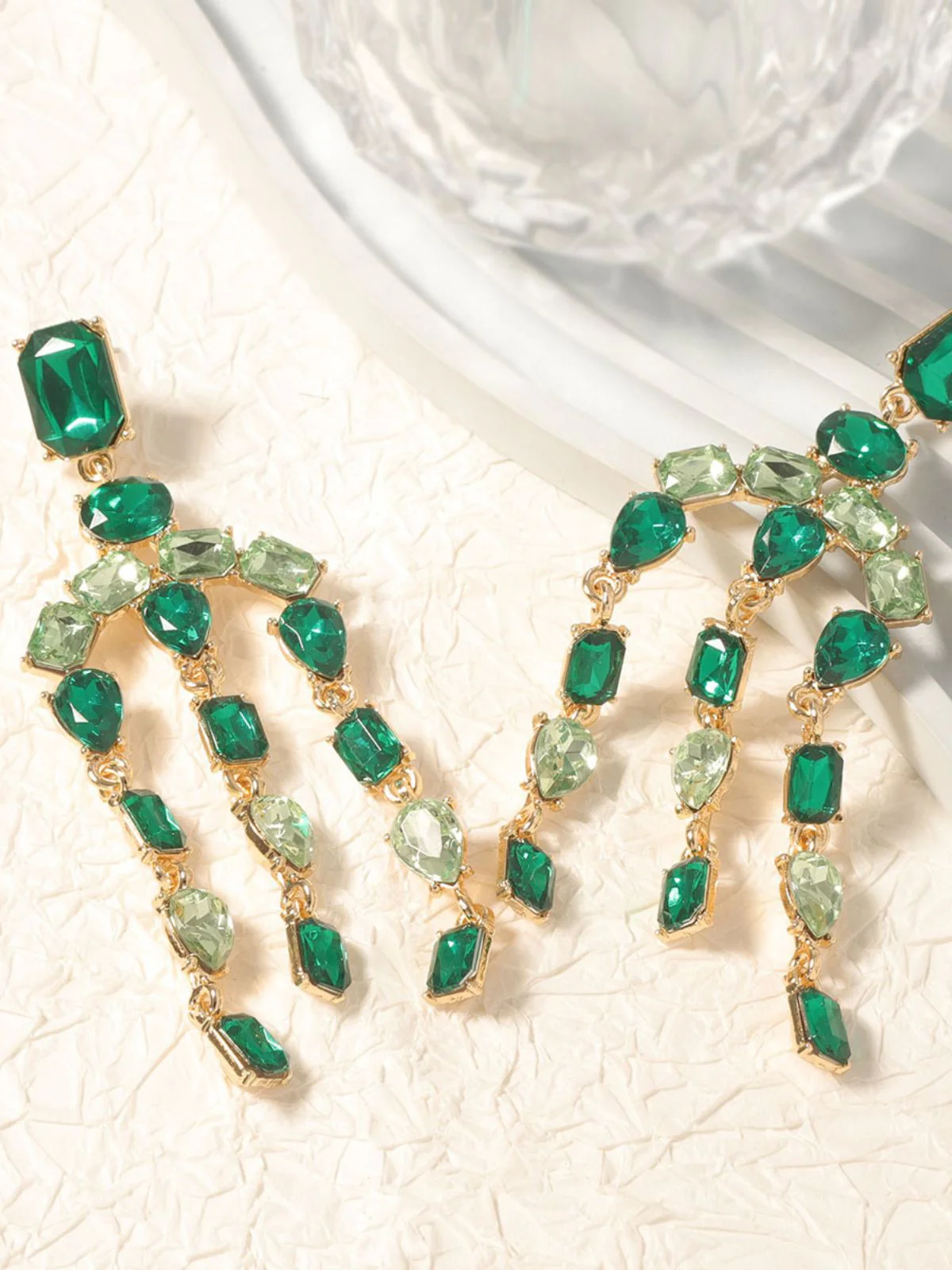 Vintage Crystal Cascade Diamond Earrings - Image 6