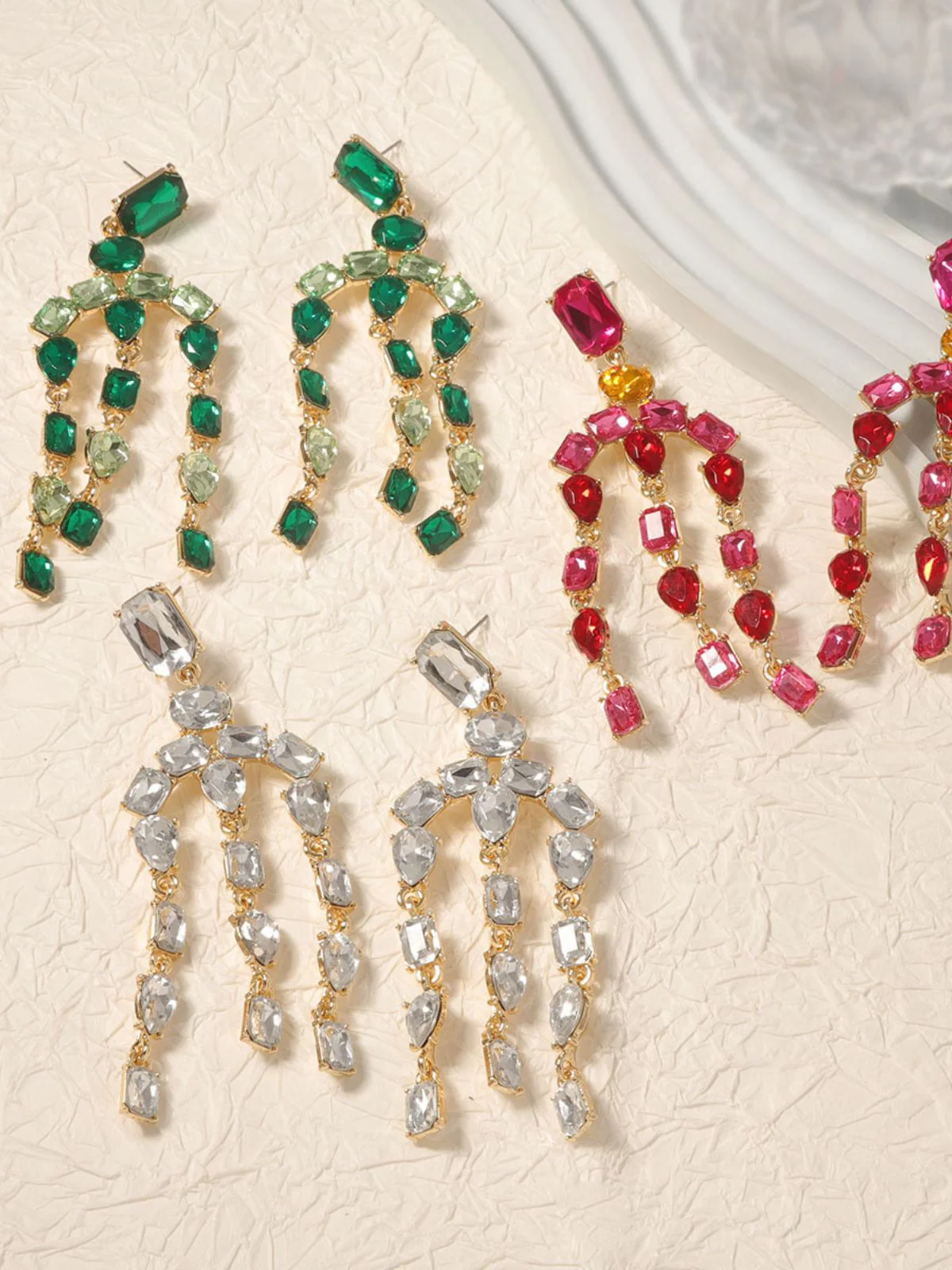 Vintage Crystal Cascade Diamond Earrings - Image 7