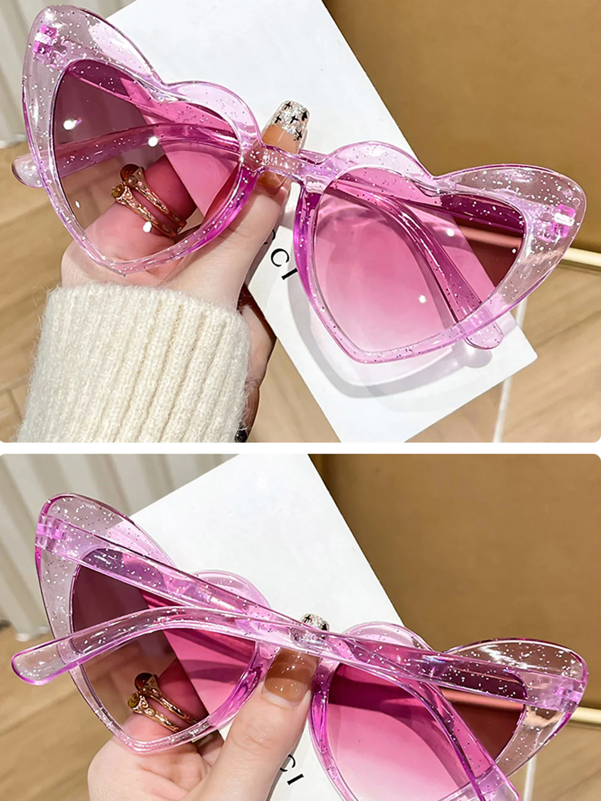 Vintage Curved Heart Frame Sunglasses - Image 2