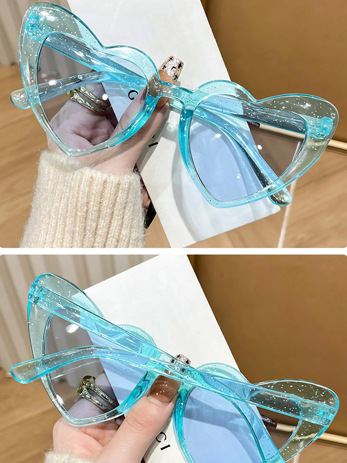 Vintage Curved Heart Frame Sunglasses - Image 3