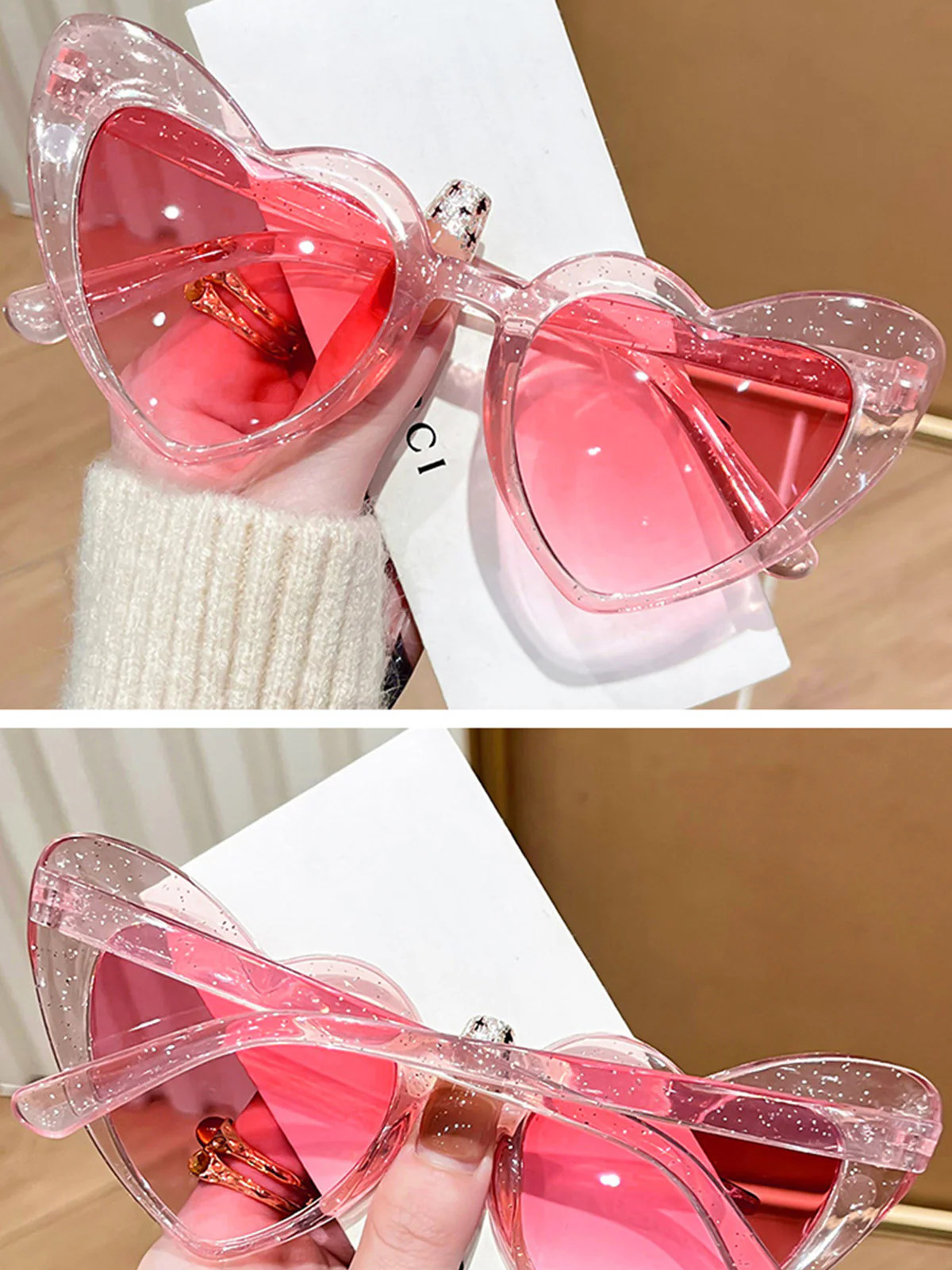 Vintage Curved Heart Frame Sunglasses - Image 4