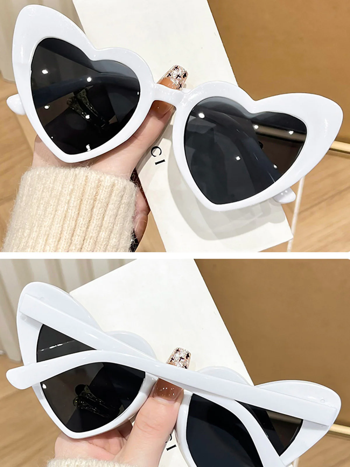 Vintage Curved Heart Frame Sunglasses - Image 5