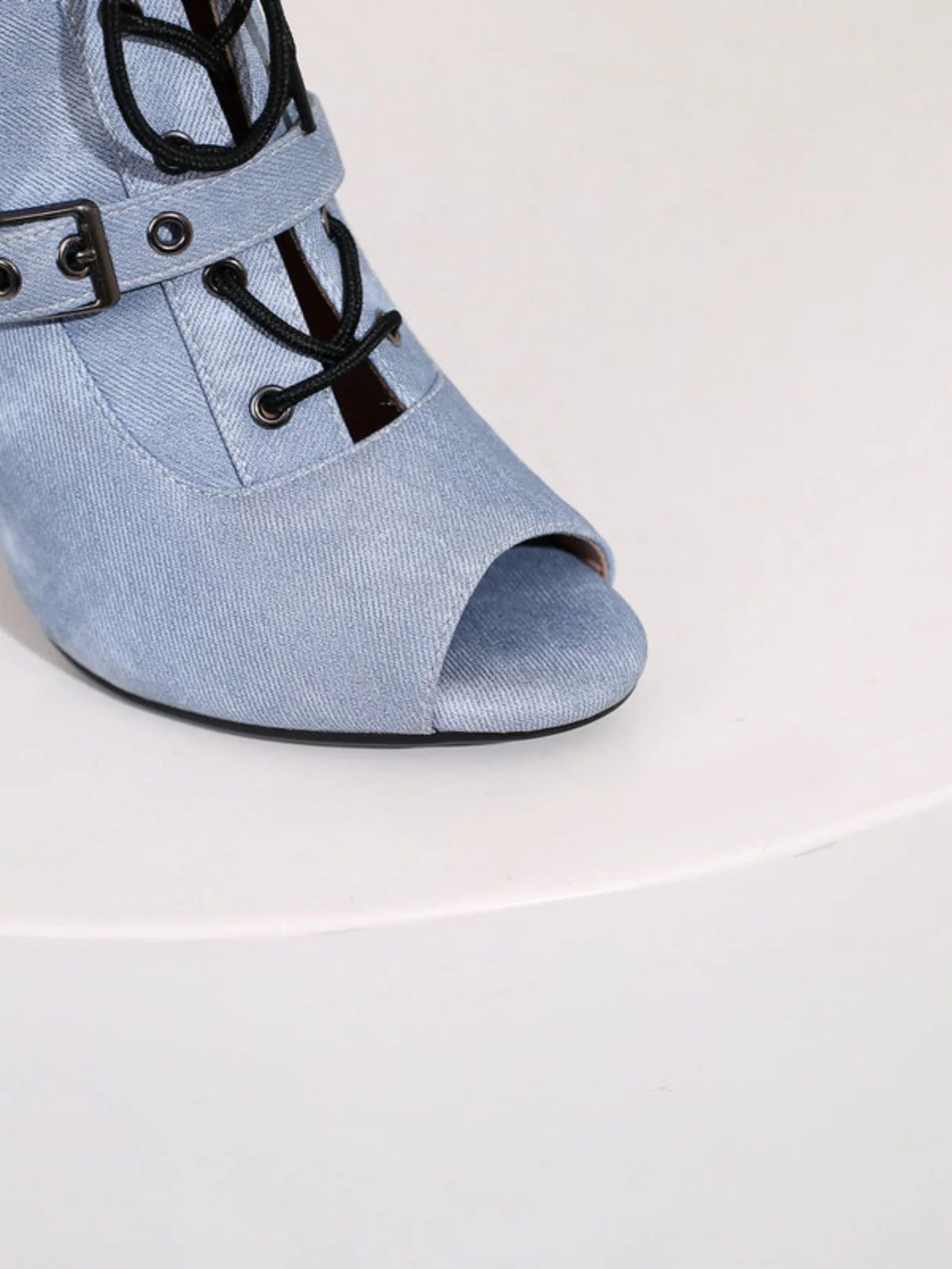 Vintage Denim Peep Toe Stiletto Heel Shoes - Image 18