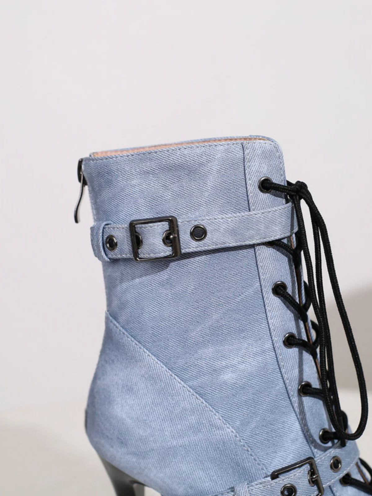 Vintage Denim Peep Toe Stiletto Heel Shoes - Image 31