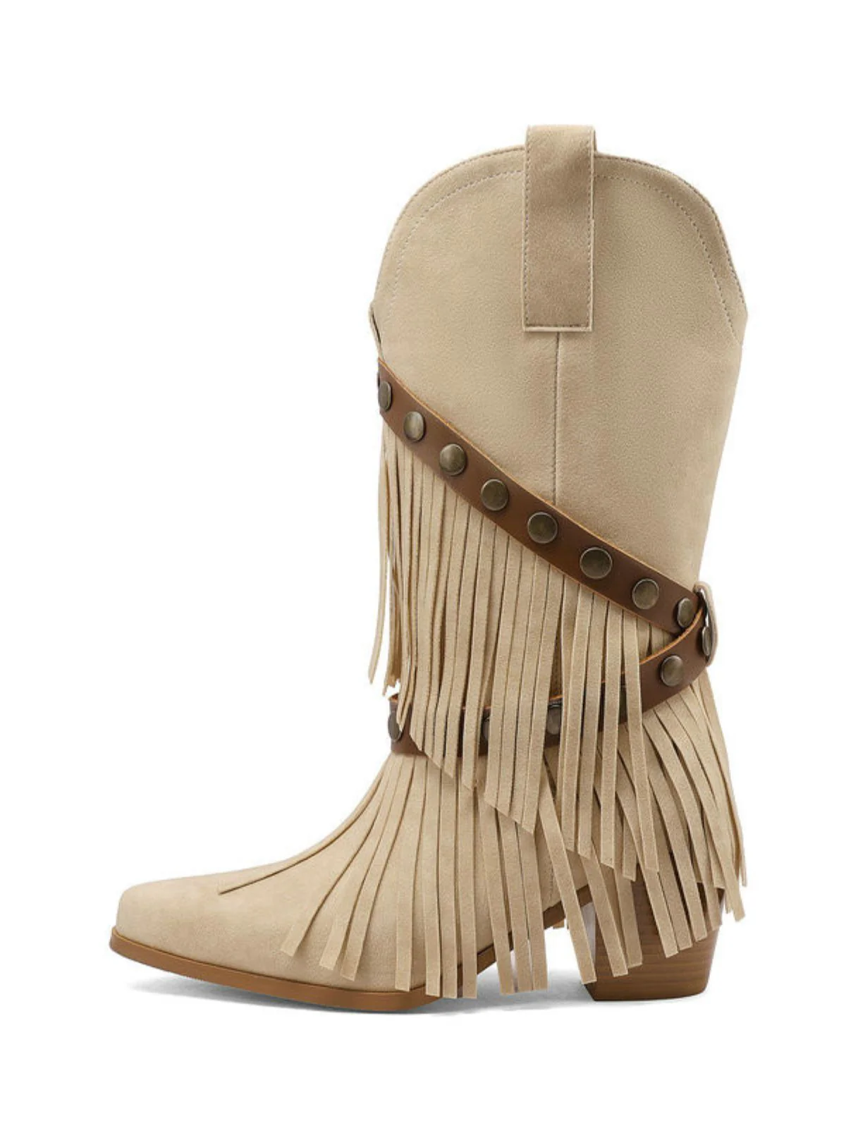 Vintage Denim Western Cowboy Tassel Mid-Calf Boots - Image 10