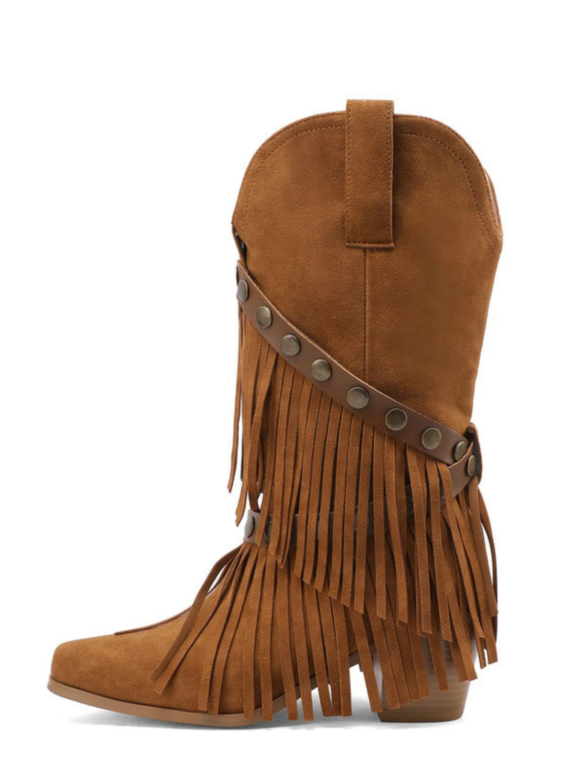 Vintage Denim Western Cowboy Tassel Mid-Calf Boots - Image 6